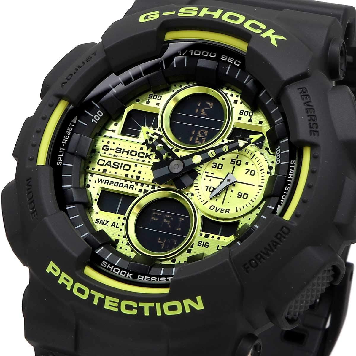 品質検査済 CASIO GA-140DC-1A G-SHOCK イエロー ブラックメンズ