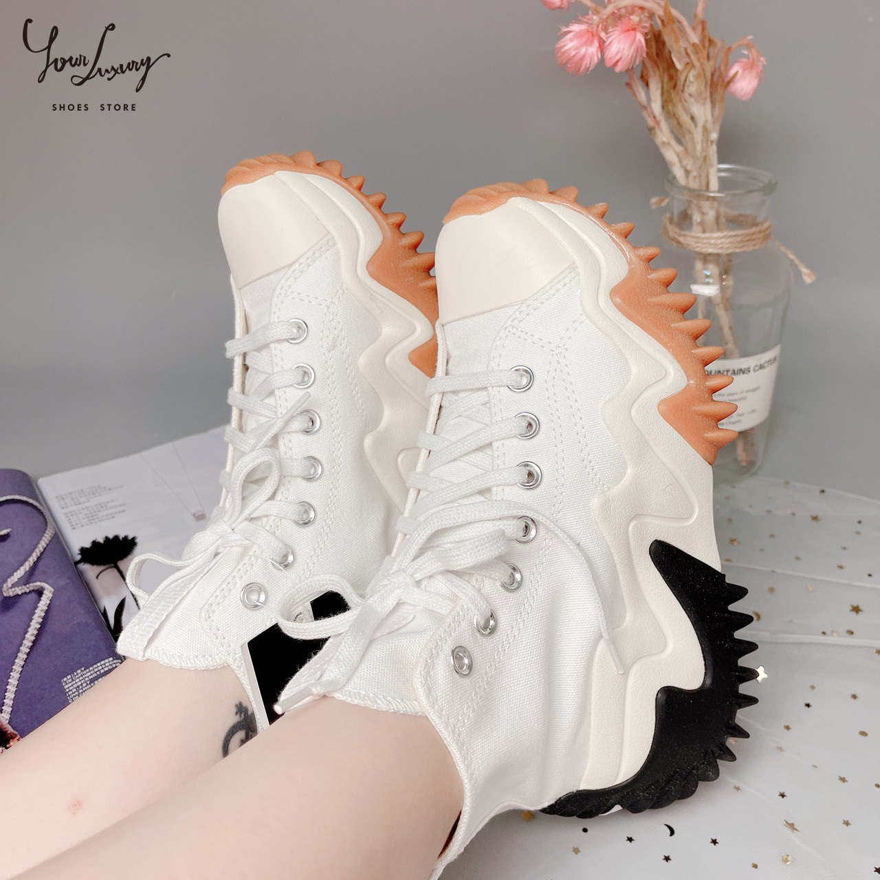【Luxury】 Converse Run Star Motion 白 黑色 帆布鞋 厚底 男女同款 增高 休閒鞋 泫雅款