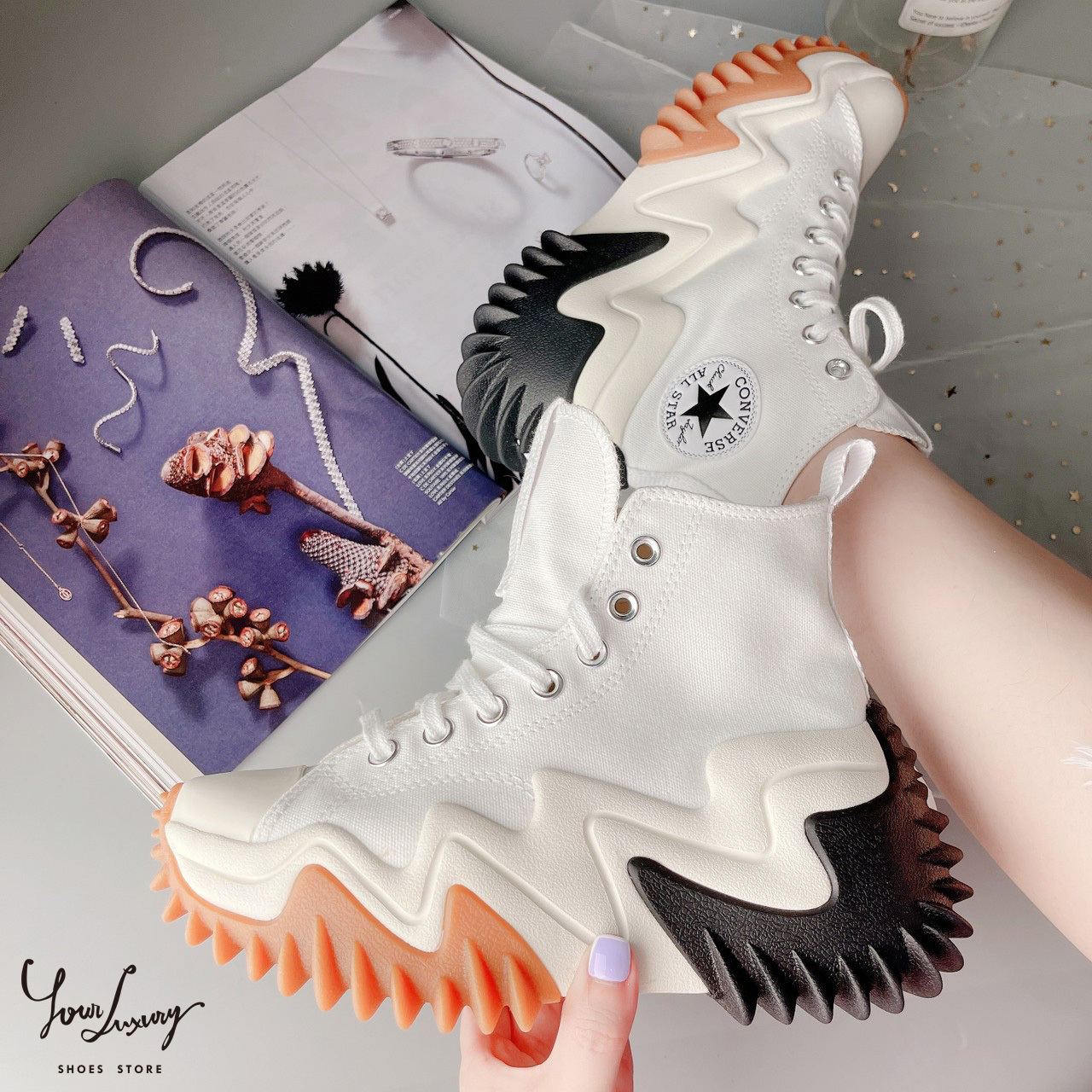 【Luxury】 Converse Run Star Motion 白 黑色 帆布鞋 厚底 男女同款 增高 休閒鞋 泫雅款