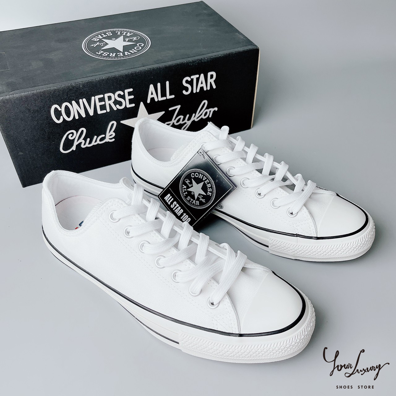 Luxury】 CONVERSE ALL STAR 100 COLORS OX/HI 100週年黑白全白