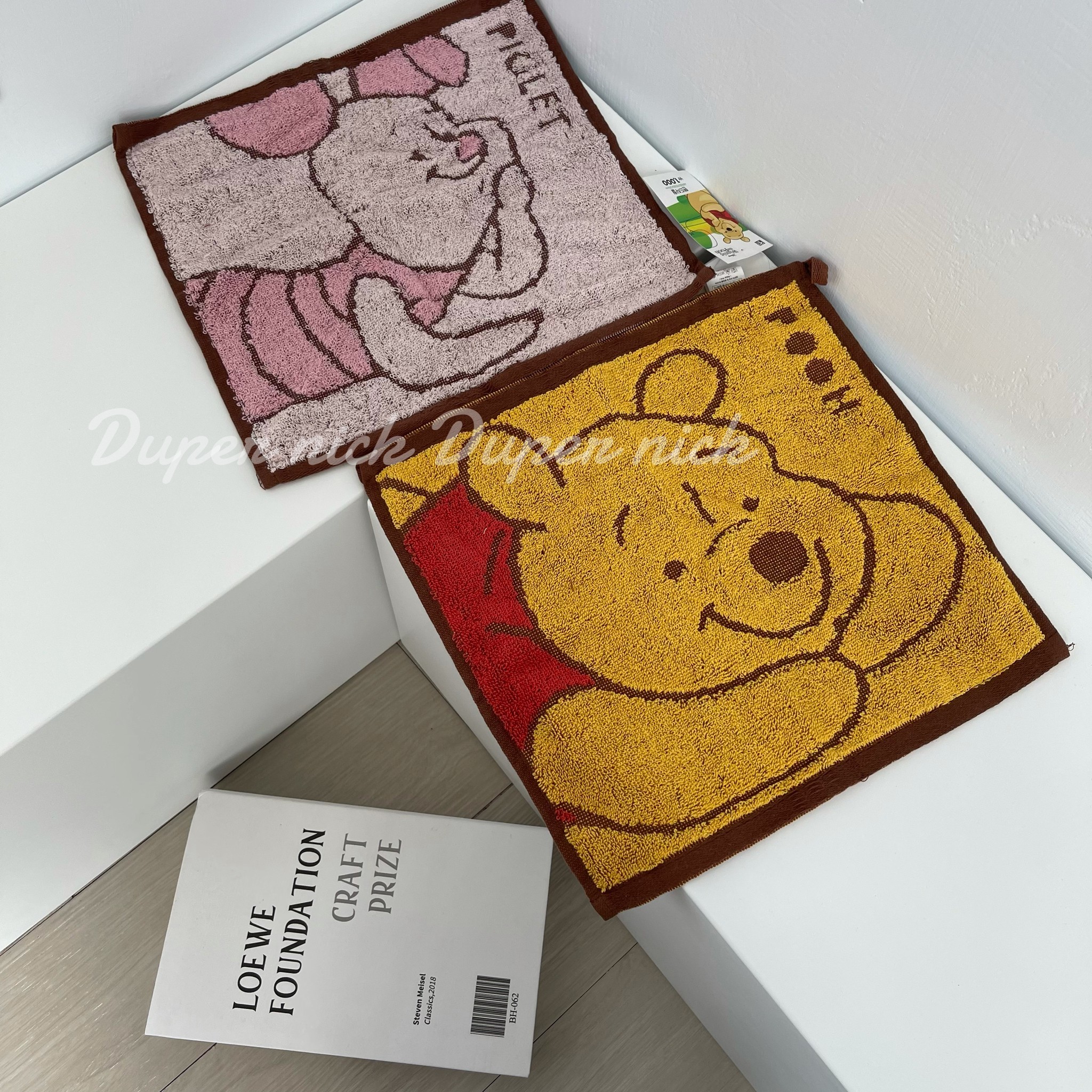 韓國 小熊維尼 拖把拖鞋/小方巾