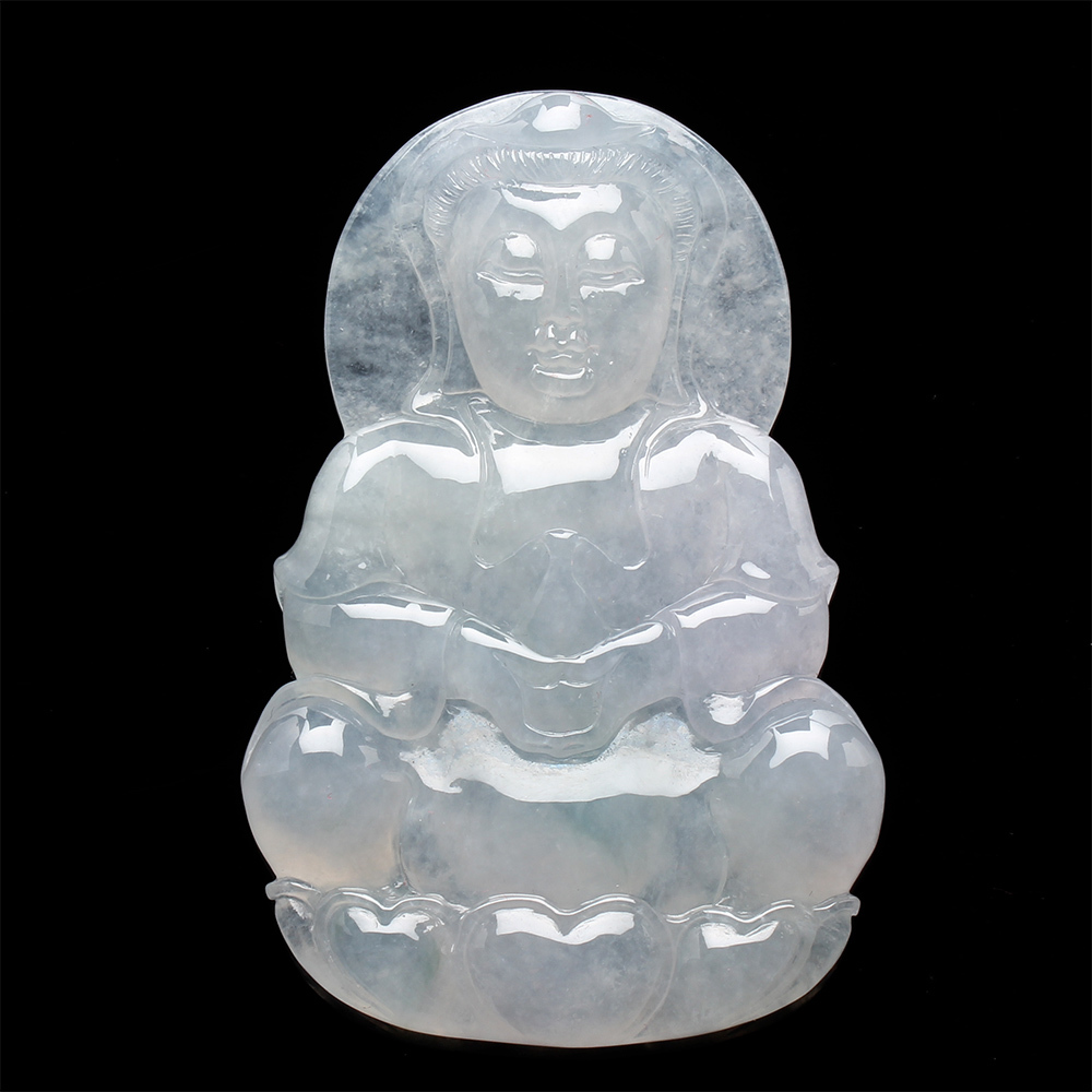 【雅紅珠寶】天然冰種春帶彩翡翠玉項鍊-觀世音菩薩-慈悲喜捨-N0115