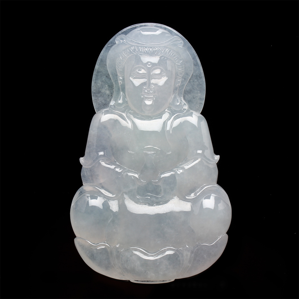 【雅紅珠寶】天然冰種白翡翠項鍊-觀世音菩薩-慈悲喜捨-N0068