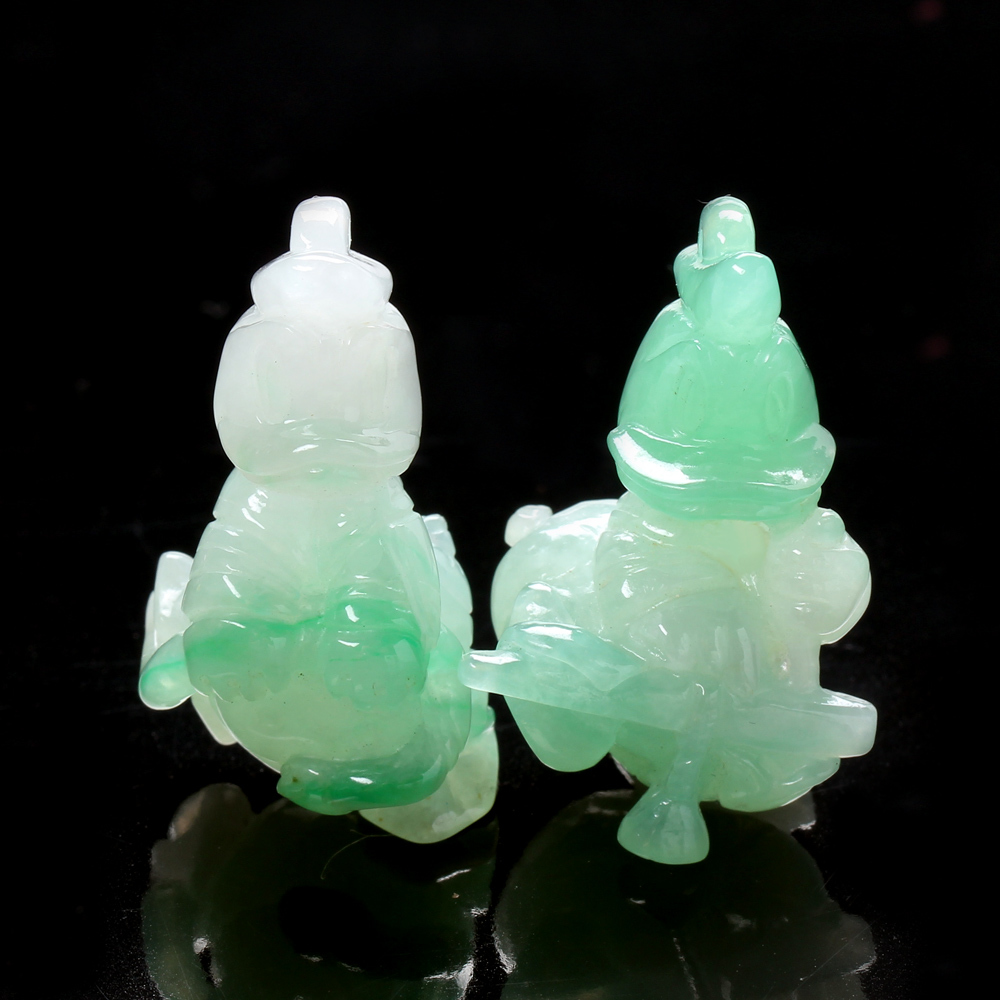 【雅紅珠寶】天然冰種綠翡翠項鍊-唐老鴨黛絲-N0084