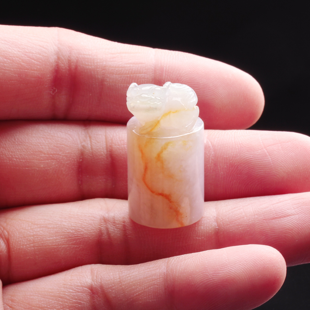 【雅紅珠寶】天然冰種紅翡綠翠招財貔貅-印章-項鍊-兩用-紅得發紫-O0016