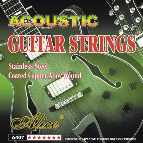 Alice A407 木吉他弦 民謠吉他弦 不銹鋼絲光弦 銅合金纏弦 防銹塗層