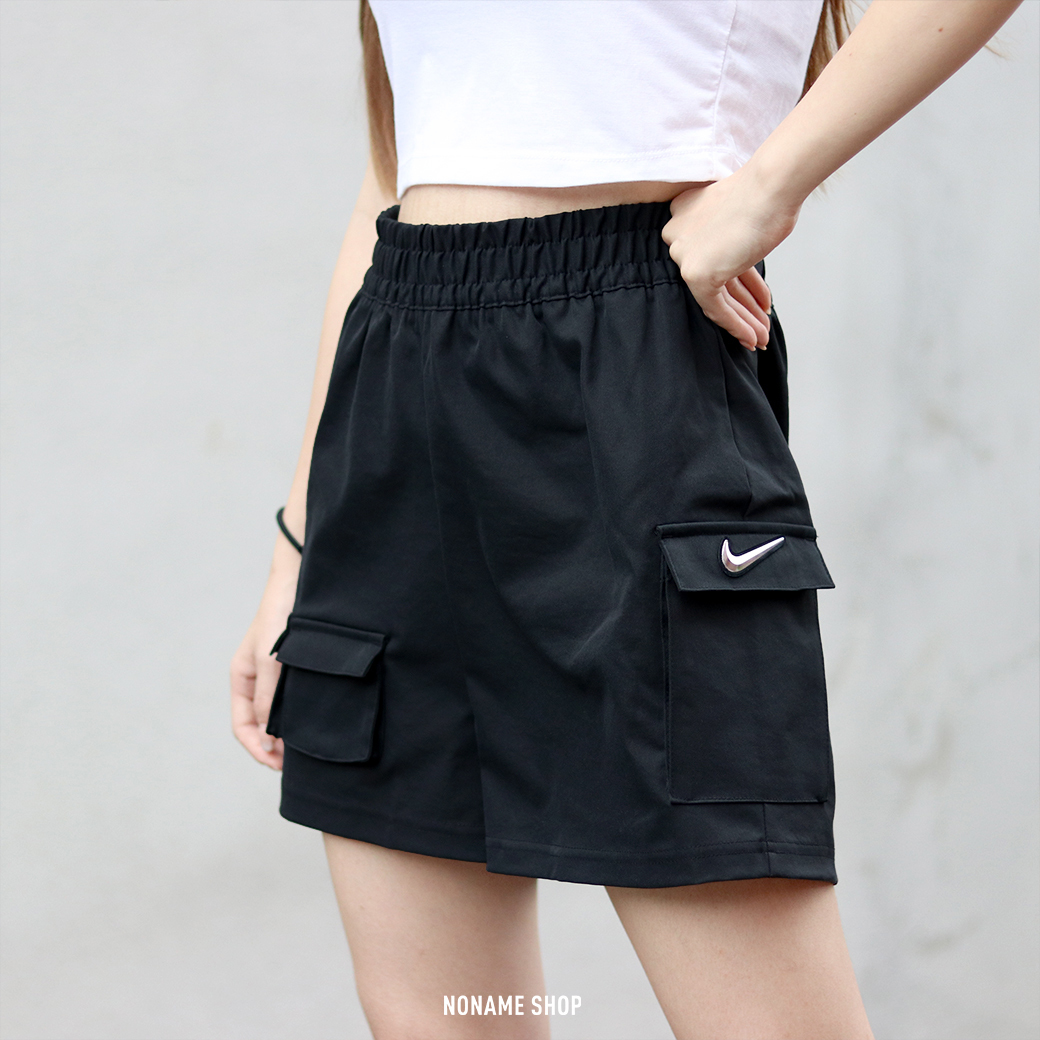 NIKE Sportswear Swoosh 銀勾 工裝 短褲 黑 (女款)