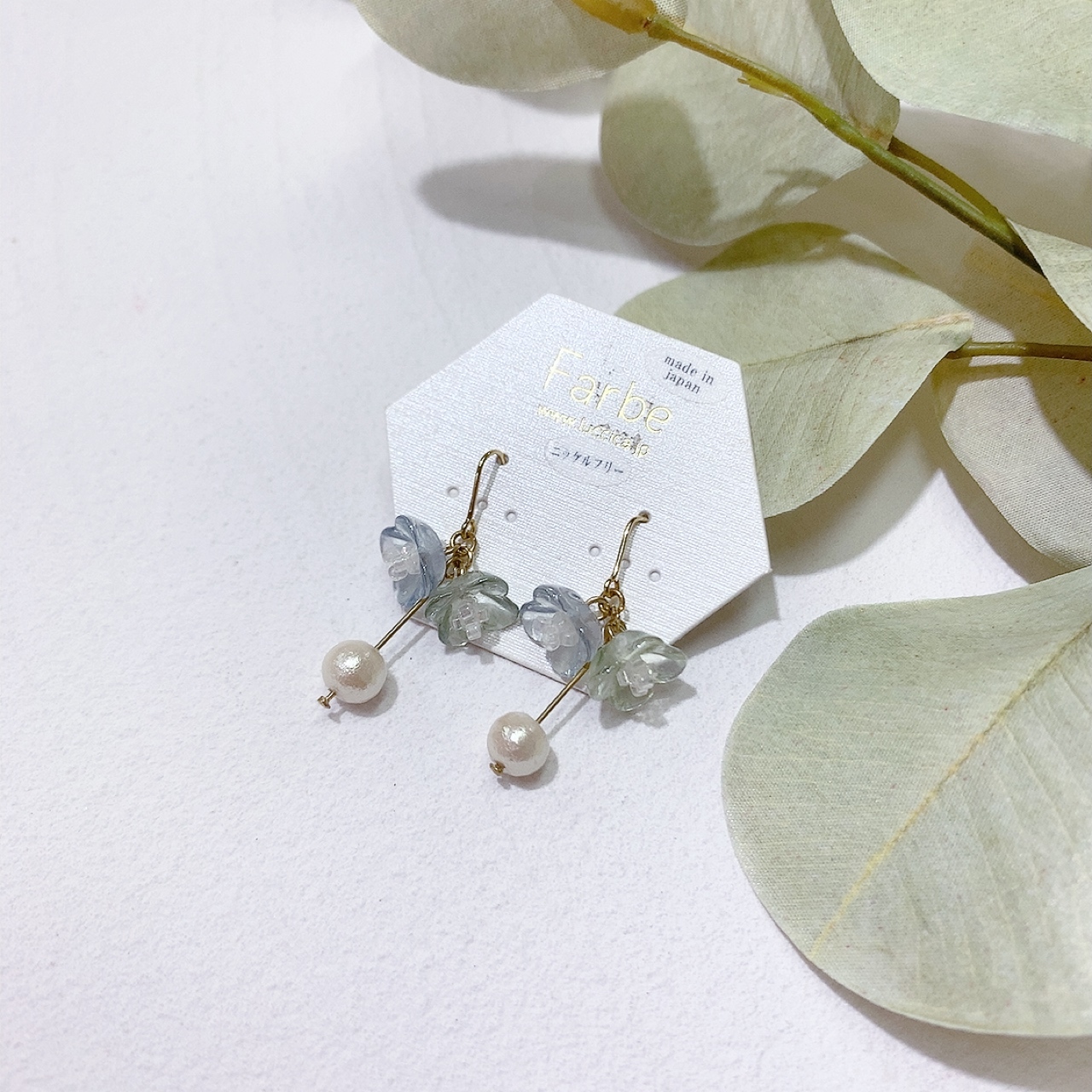 [日本制]Farbe 透明感小花球耳環(防敏感)/髮夾