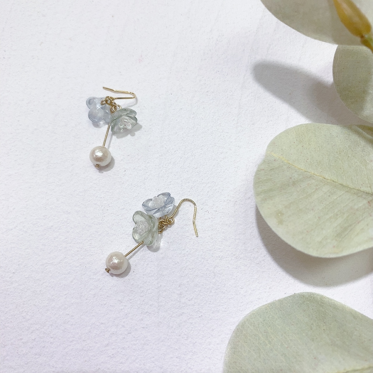 [日本制]Farbe 透明感小花球耳環(防敏感)/髮夾