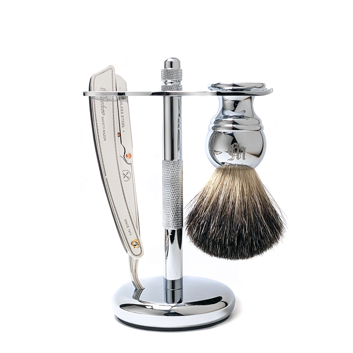 美國 Parker - SRX 直式剃刀 刮鬍修容組（可換刀片 / 剃刀＋刮鬍刷＋收納架）