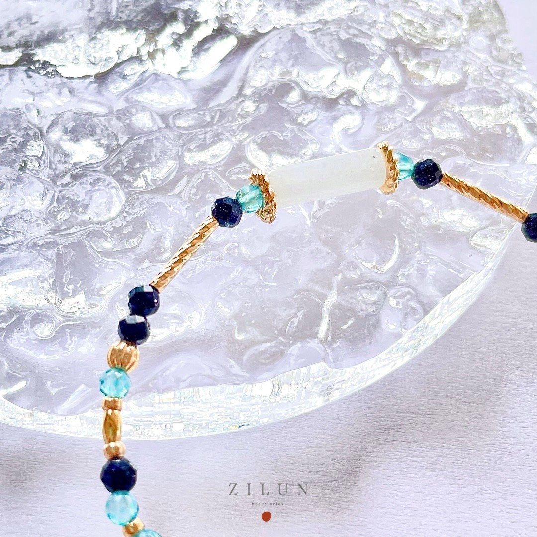 |十二月|冰島極光雪地藍 • 寶石實驗室 • 手鍊 • 美國14K注金 • 14kgf