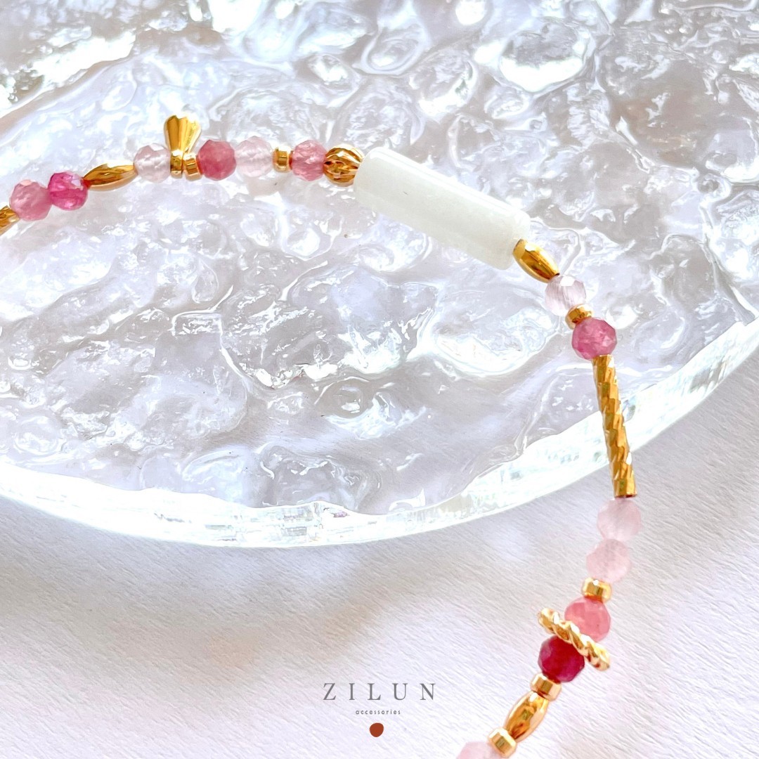 |七月|南灣淺海珊瑚粉 • 寶石實驗室 • 手鍊 • 美國14K注金 • 14kgf