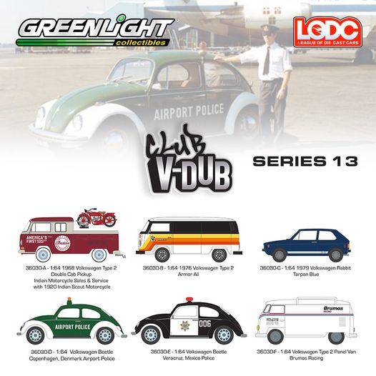 Set Complet Greenlight 1/64 V-Dub Series 16 (6 Voitures) - Volkswagen 2023