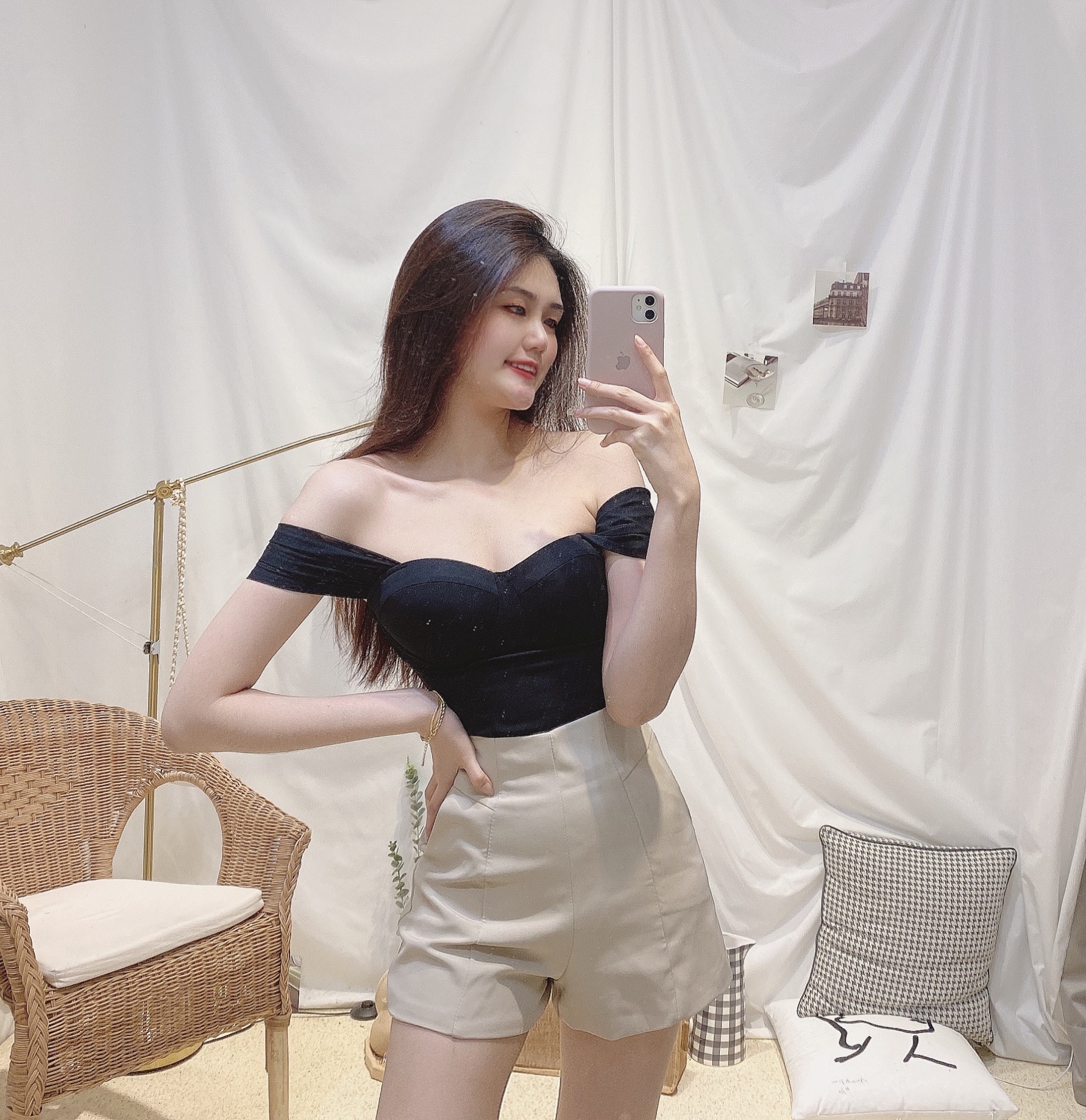 網紗肩代馬甲上衣/三色