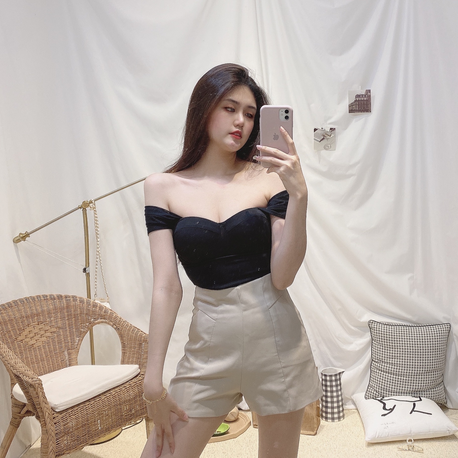 網紗肩代馬甲上衣/三色