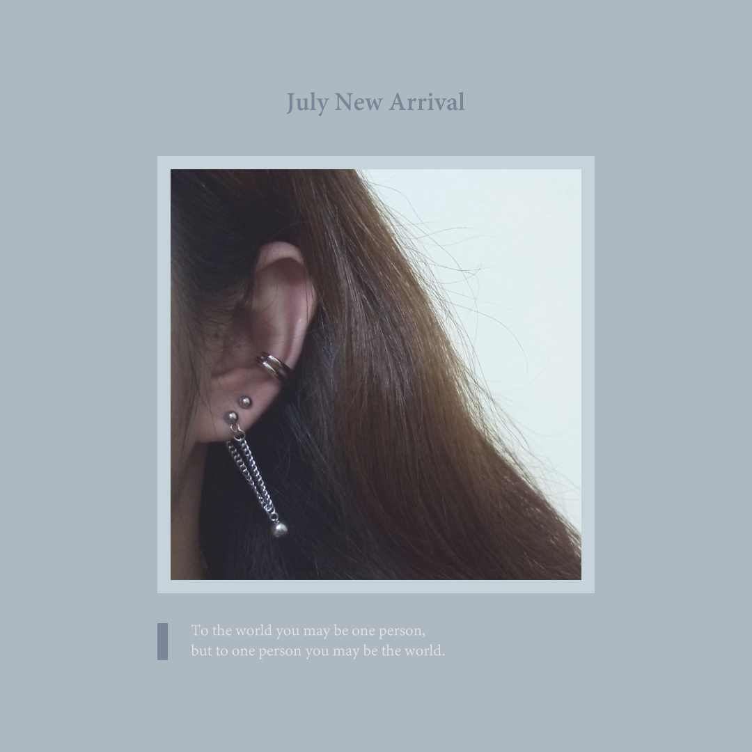 #現貨 (ACCE517) 鋼耳環 鍊條墜珠耳環/耳夾