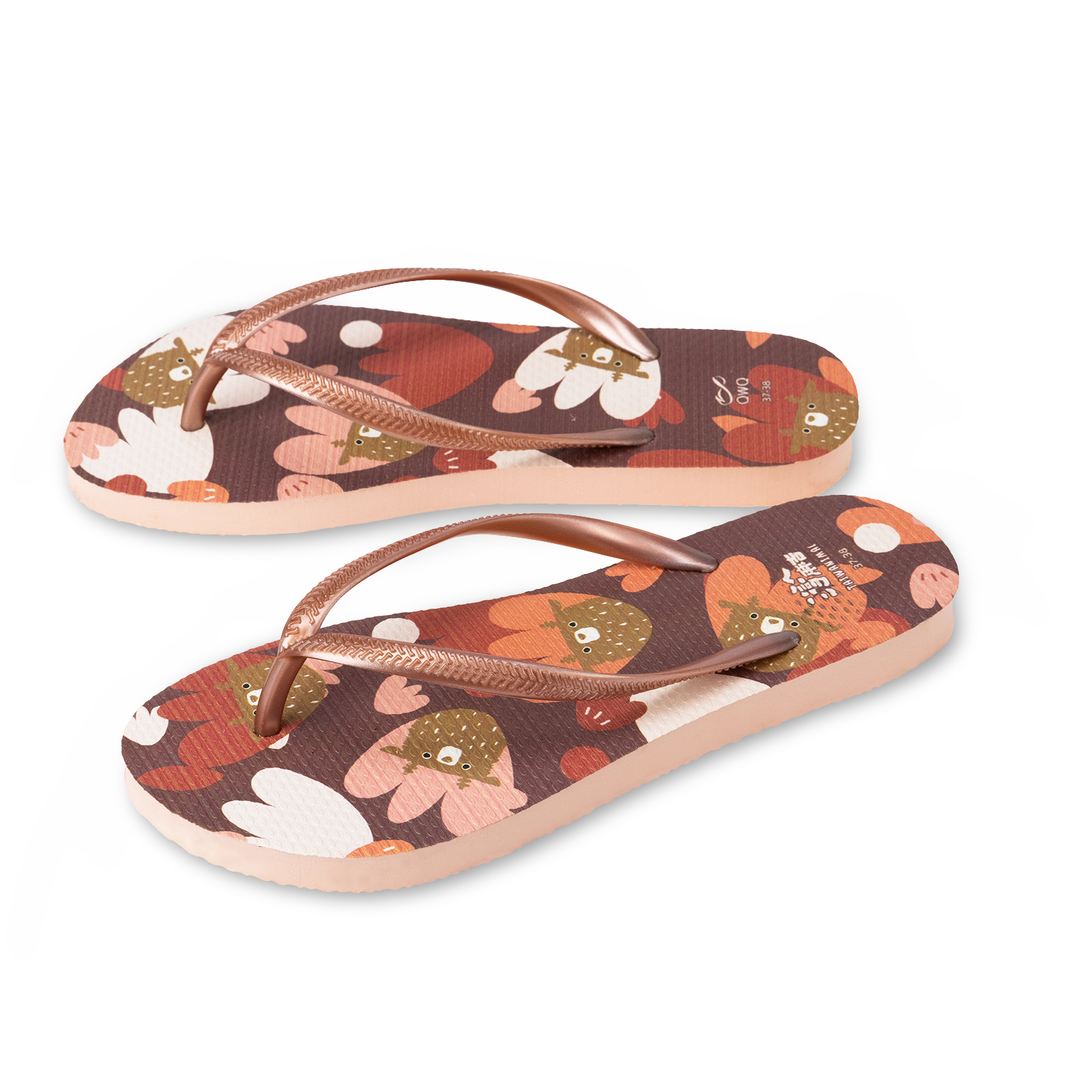 灣A麻吉 濃情心意 女款細帶人字夾腳拖鞋 粉金色