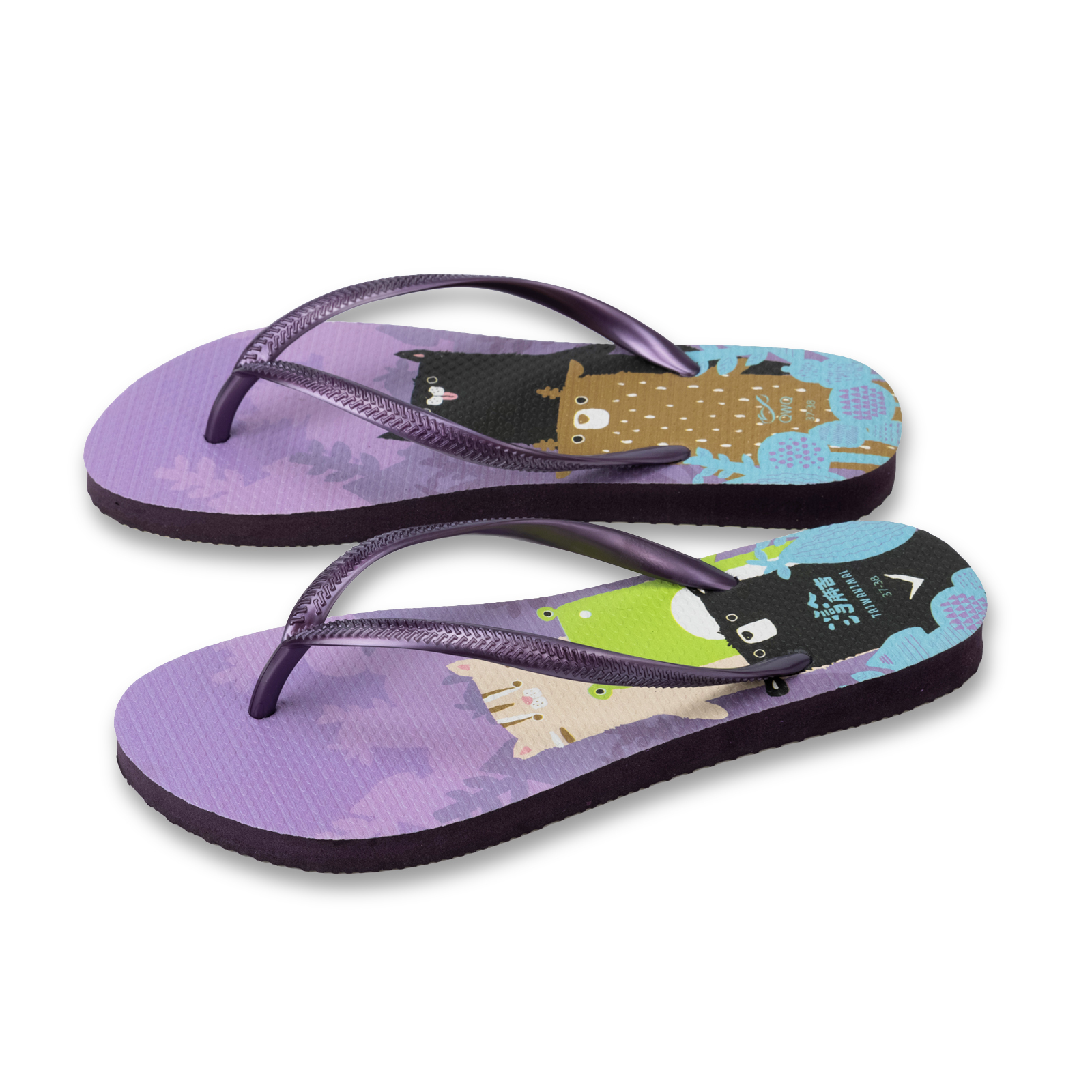 灣A麻吉 麻吉一家親 女款細帶人字夾腳拖鞋 星空紫