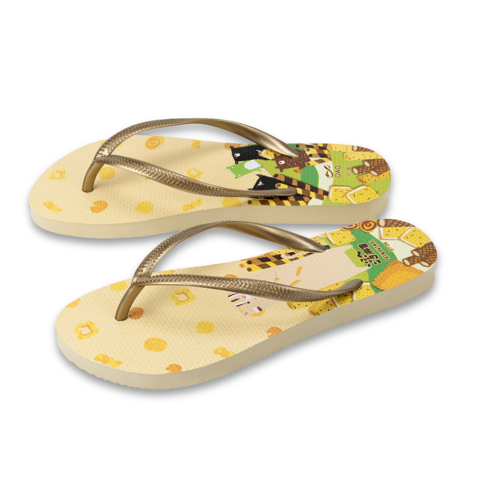 灣A麻吉 點心好時光 女款細帶人字夾腳拖鞋 沙金色