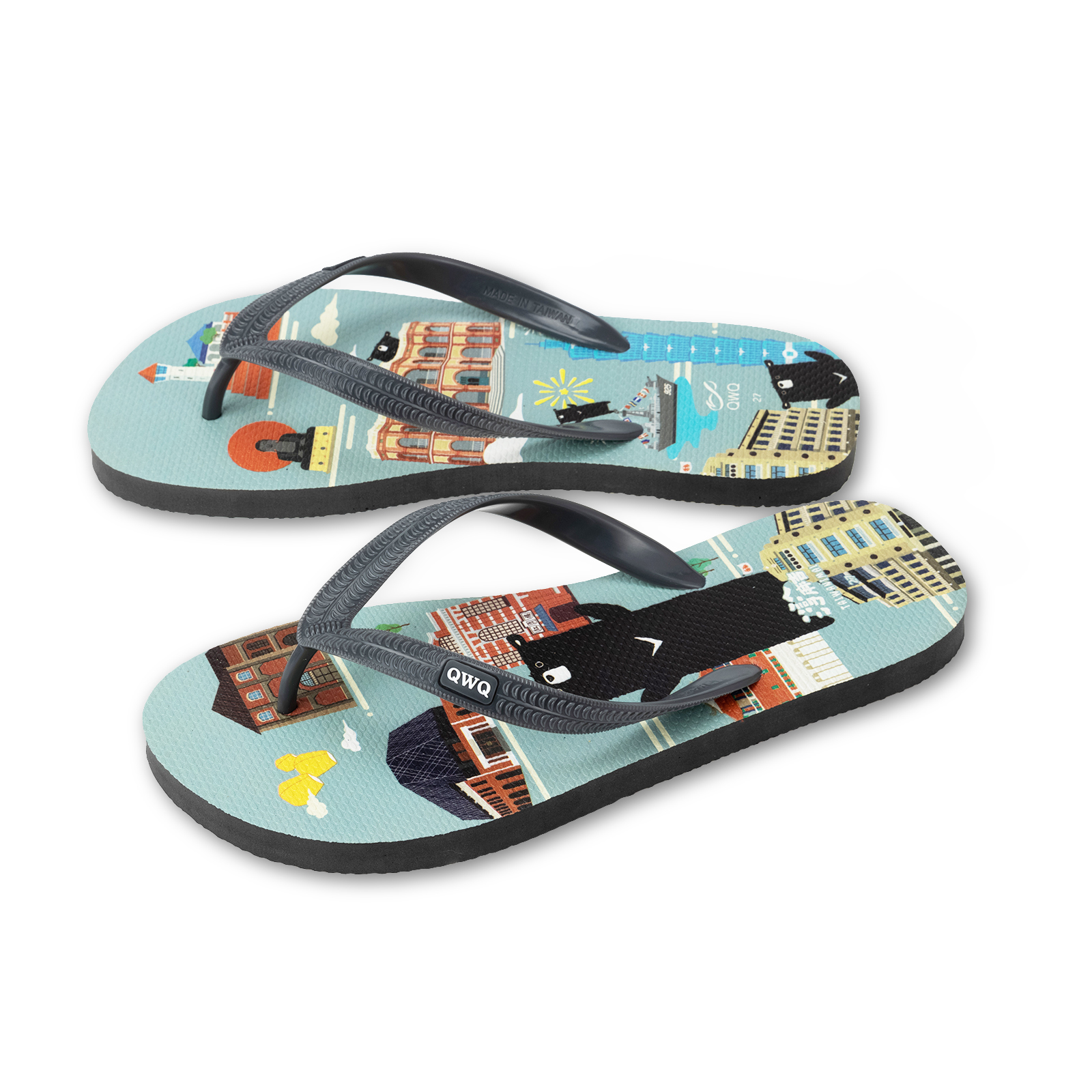 灣A麻吉 麻吉台灣GO 男款粗帶人字夾腳拖鞋 銀河灰