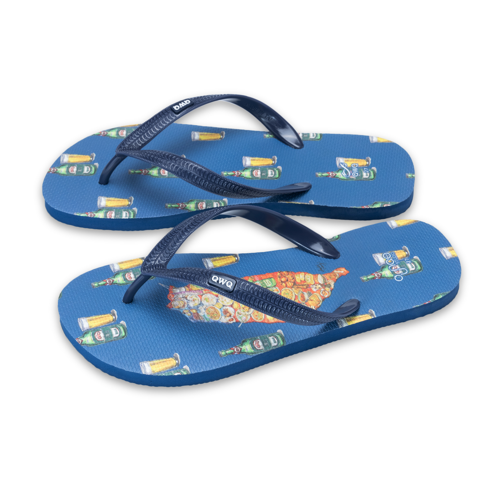 玩食誌 乾杯台灣 男款粗帶人字夾腳拖鞋 藏青藍