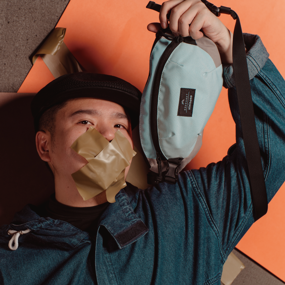 nino帕奇隨身包(nininono X Doughnut)(天空藍 X 湖水藍)