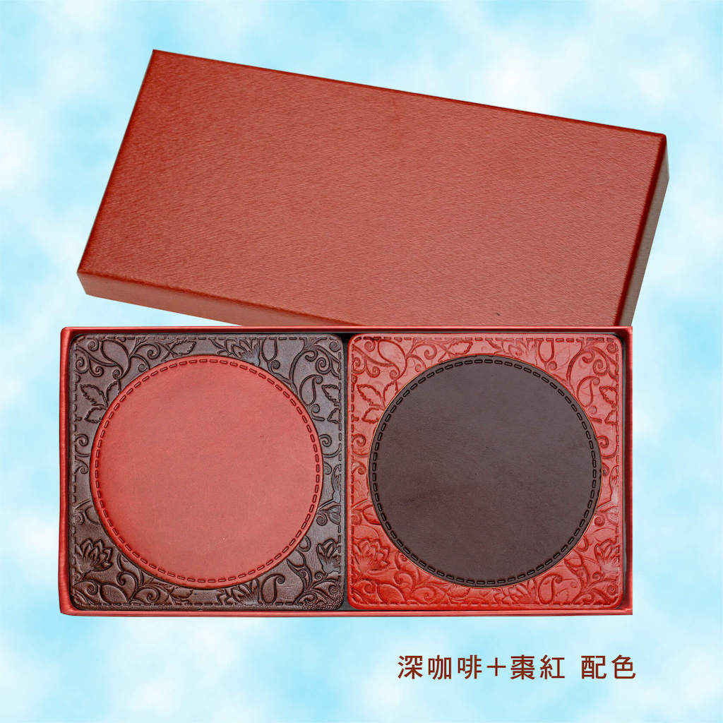2 in 1 super thick cowhide coaster / 2 in gift box