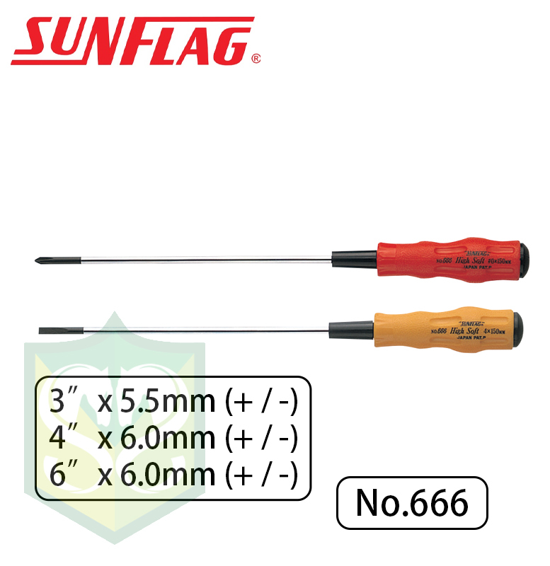 SUNFLAGNo.800 Meister Grip Driver / No.666 High Soft Thin Shank Driver (Ordinary Type)