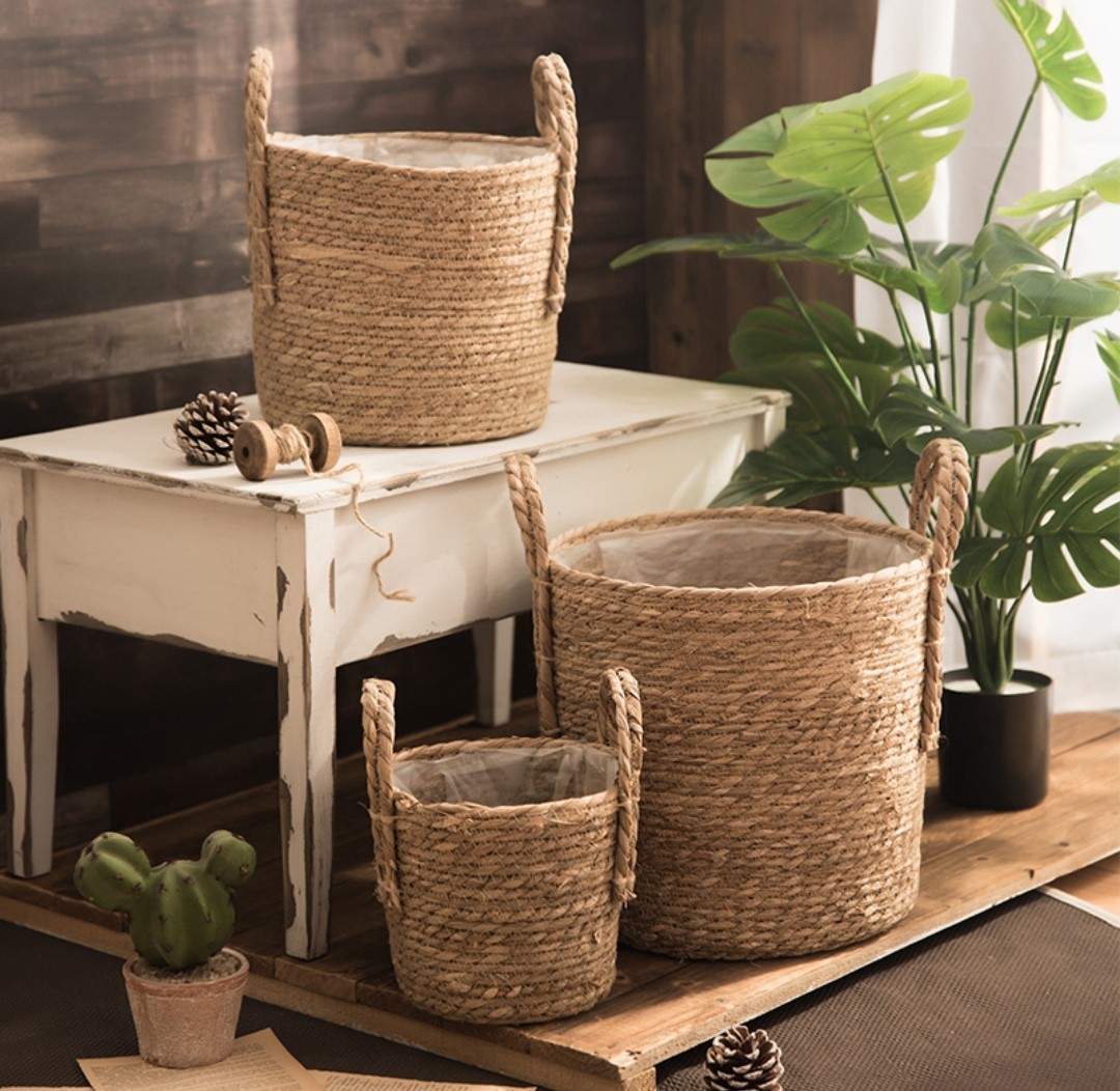 北歐風手工編織花籃(收納籃)