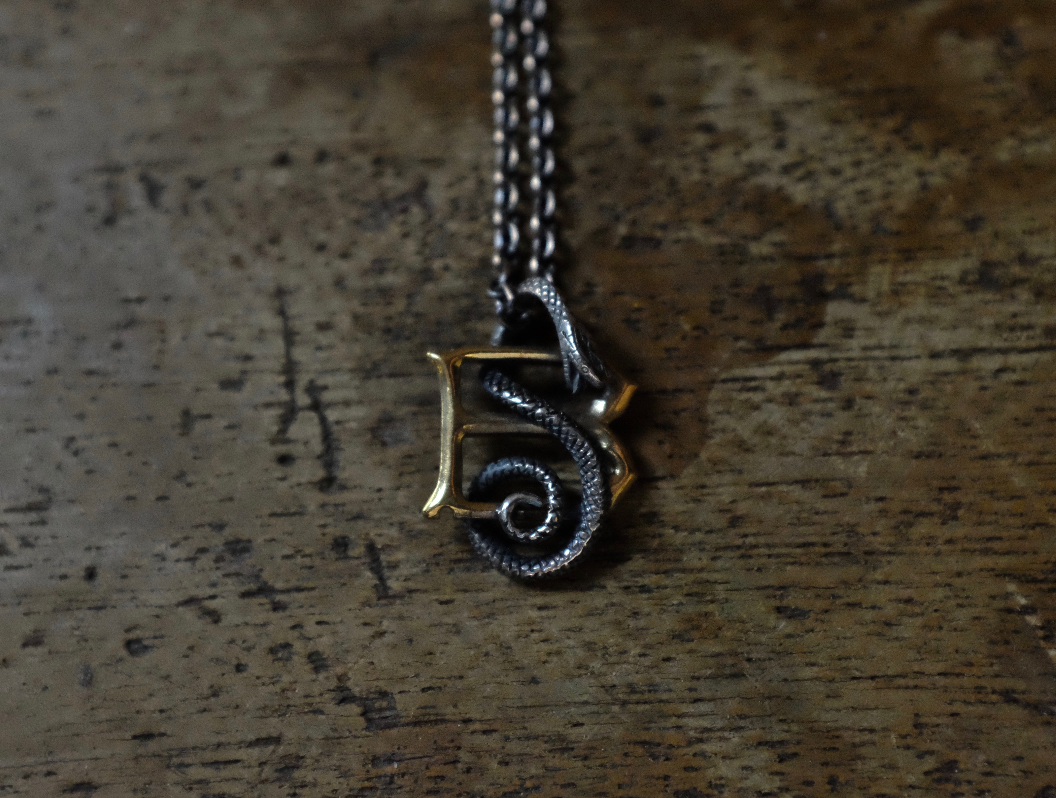 Black Sign Eternity Necklace / Brass×Silver