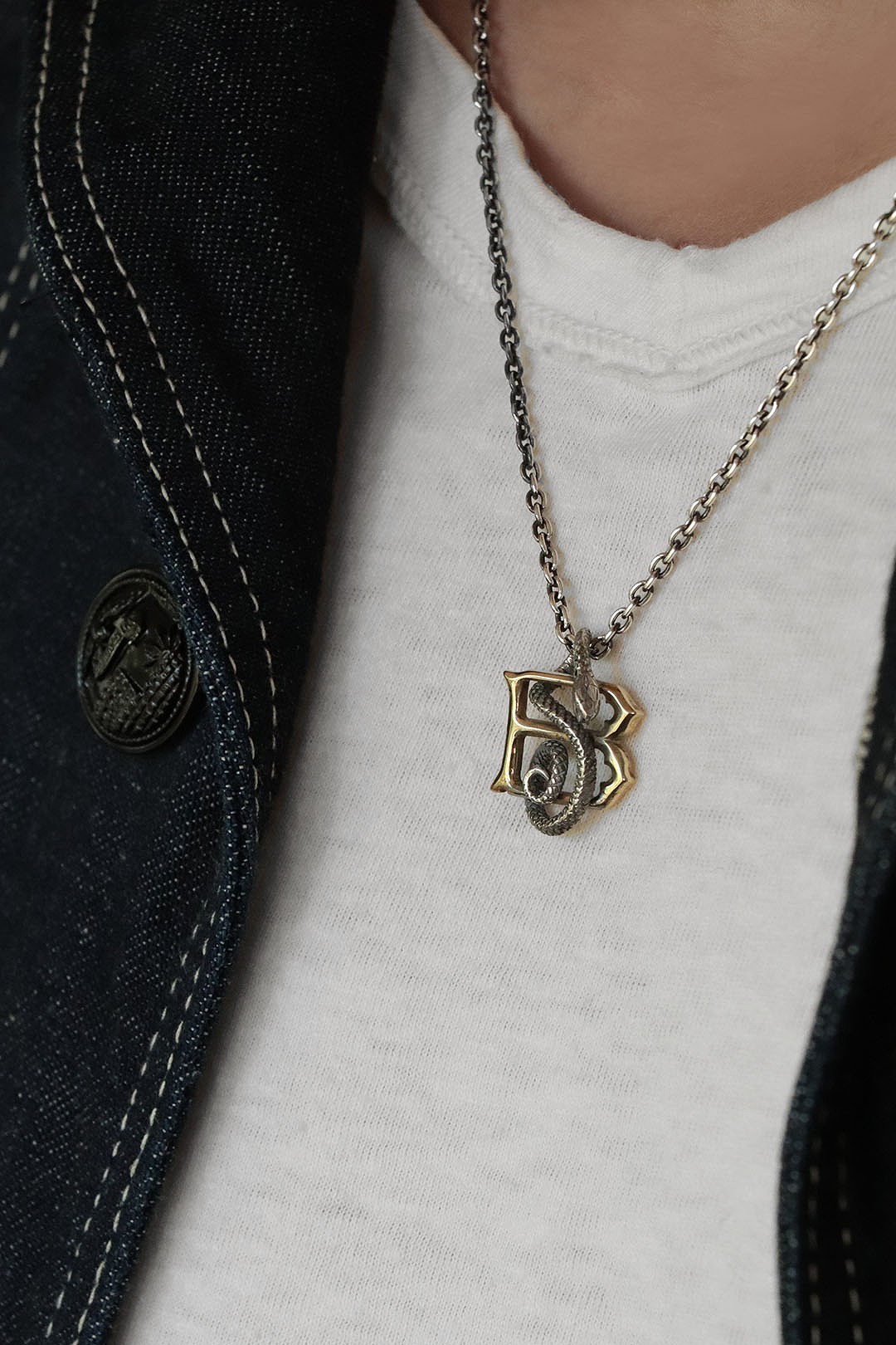 Black Sign Eternity Necklace / Brass×Silver