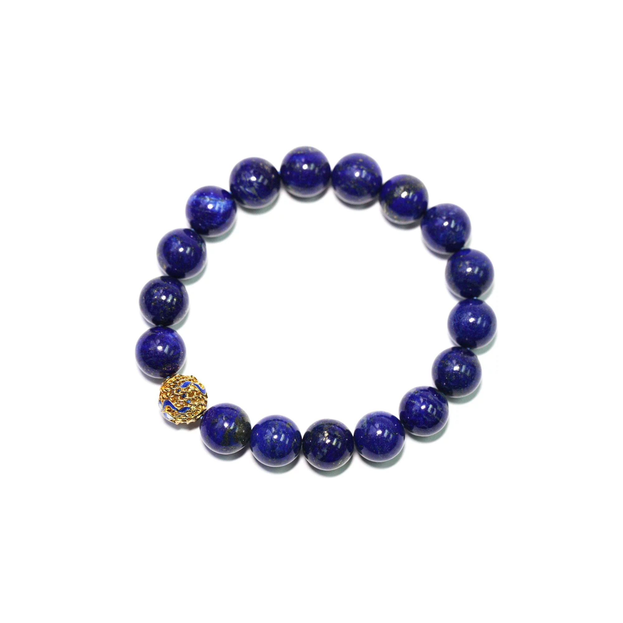 10mm A+ 青金石手串 (配：燒青銀珠)