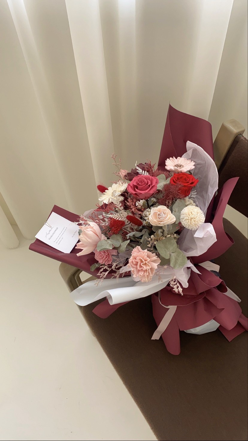 永生花束-勃艮第酒紅