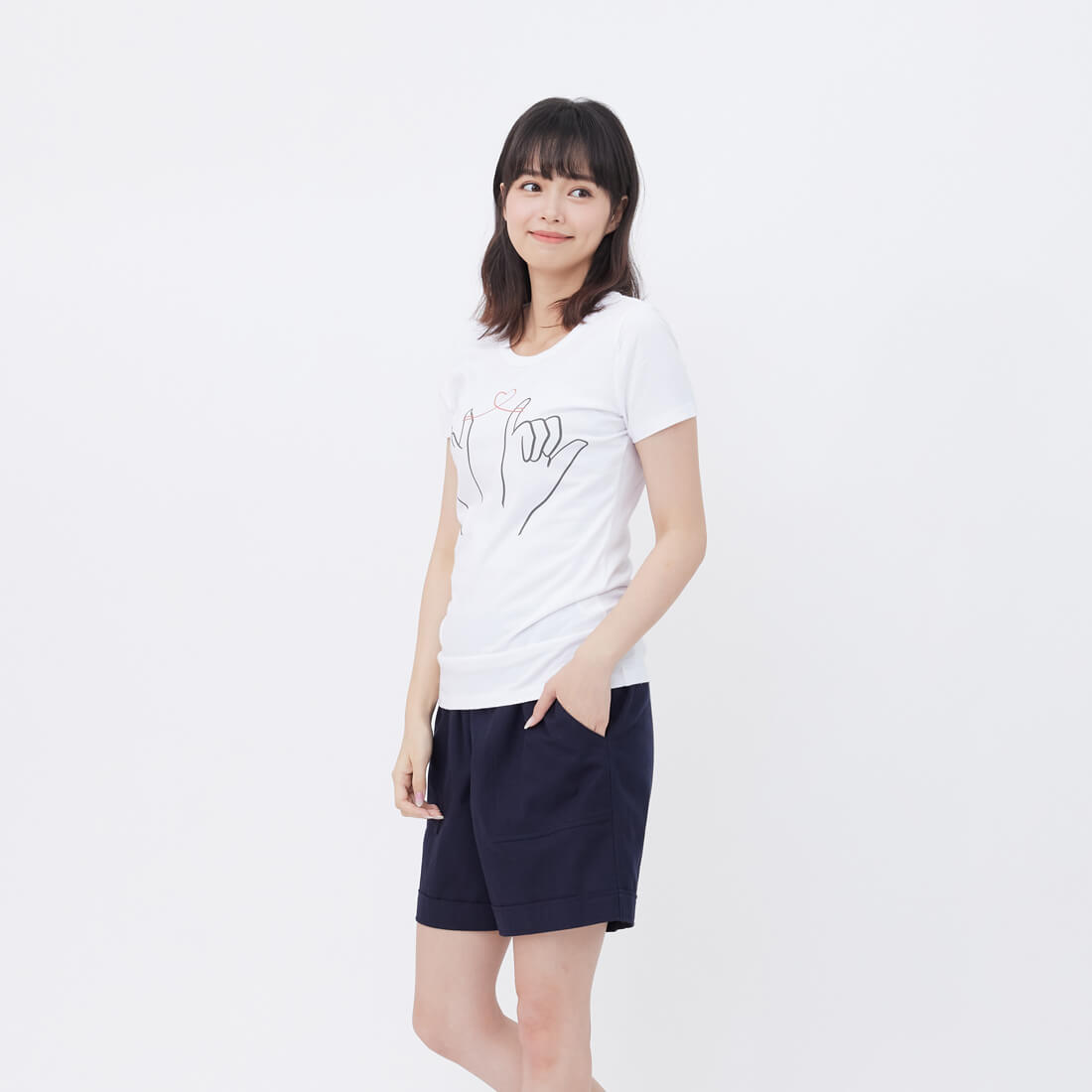 牽紅線 短袖 蜜桃棉 女T 白色