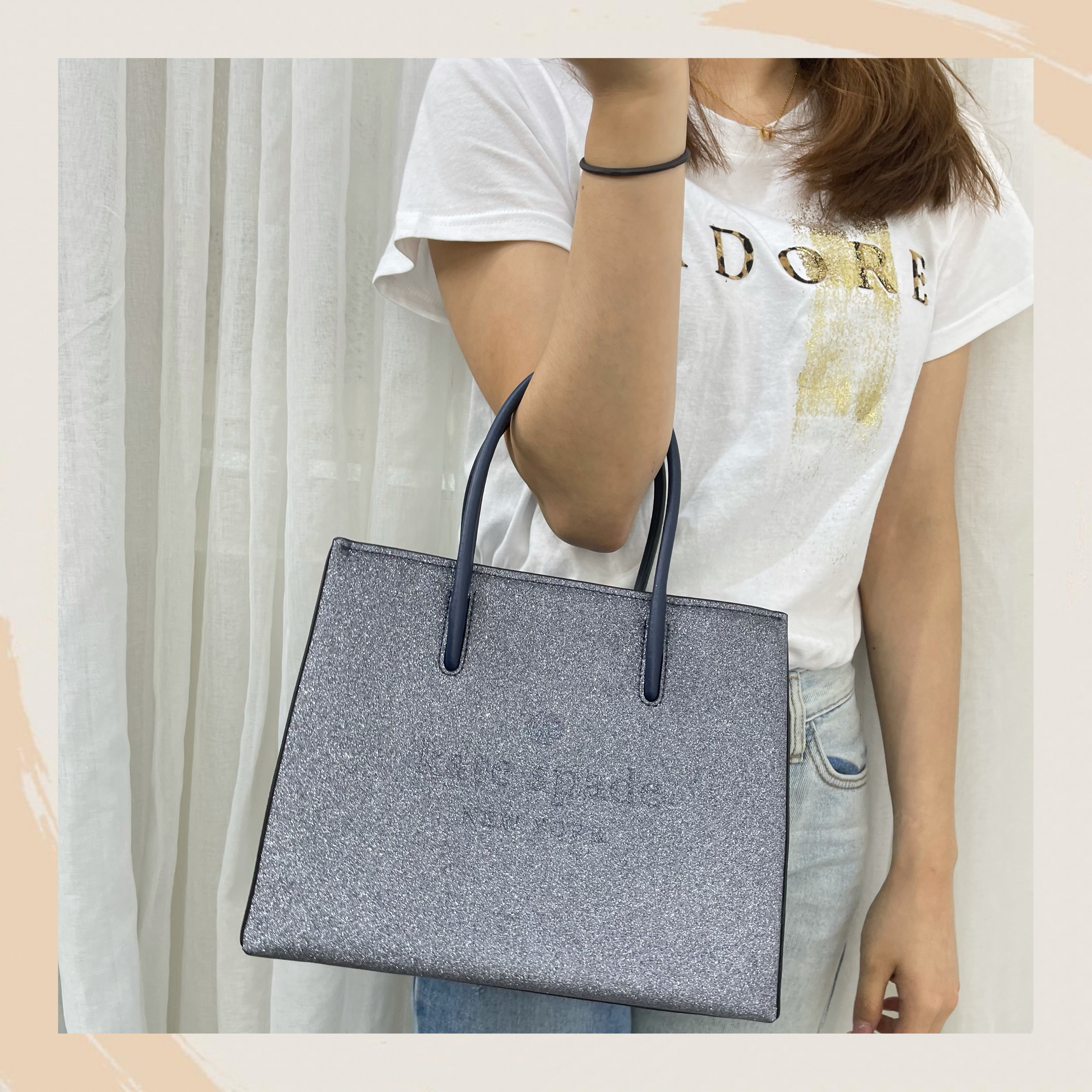 【名牌代購】KATE SPADE TRISTA GLITTER SHOPPER #WKR00184/DUSKNAVY