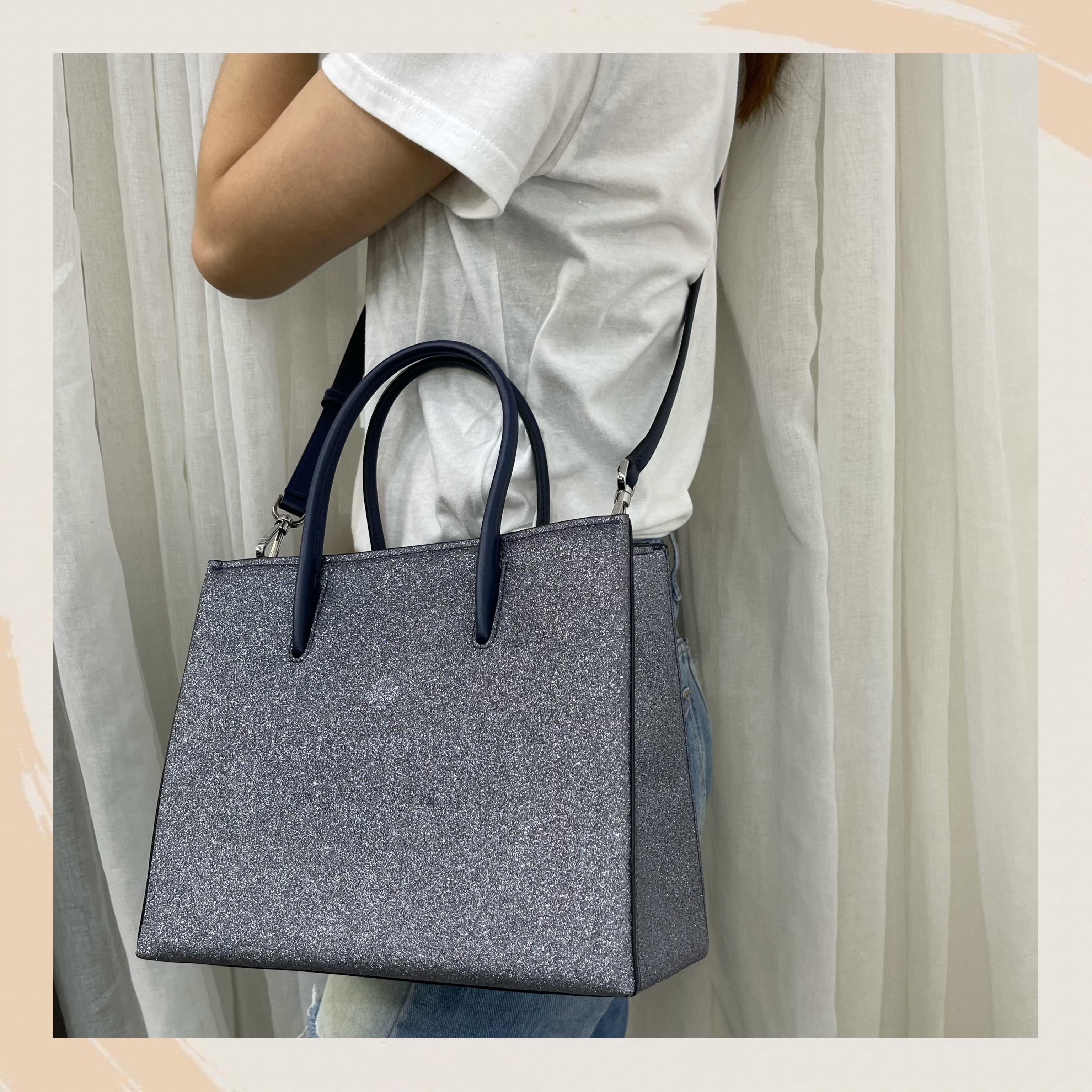 【名牌代購】KATE SPADE TRISTA GLITTER SHOPPER #WKR00184/DUSKNAVY