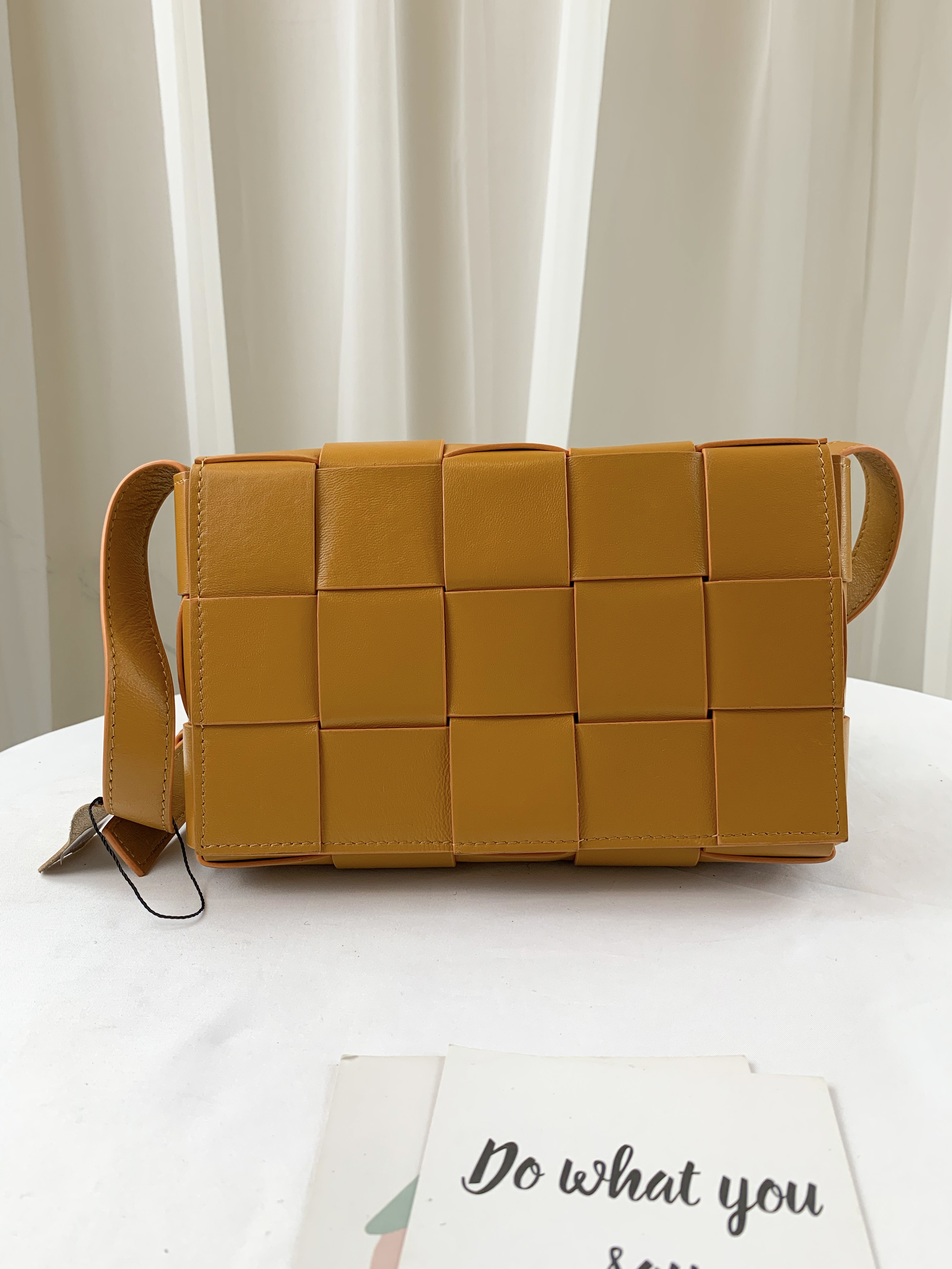 咖啡橘 寬編織真皮牛皮側背包 #SM-2975