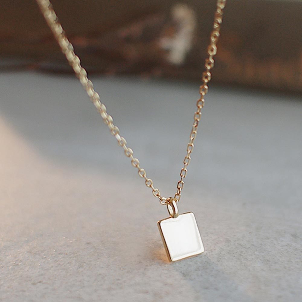 金色方塊純銀項鍊/SN905