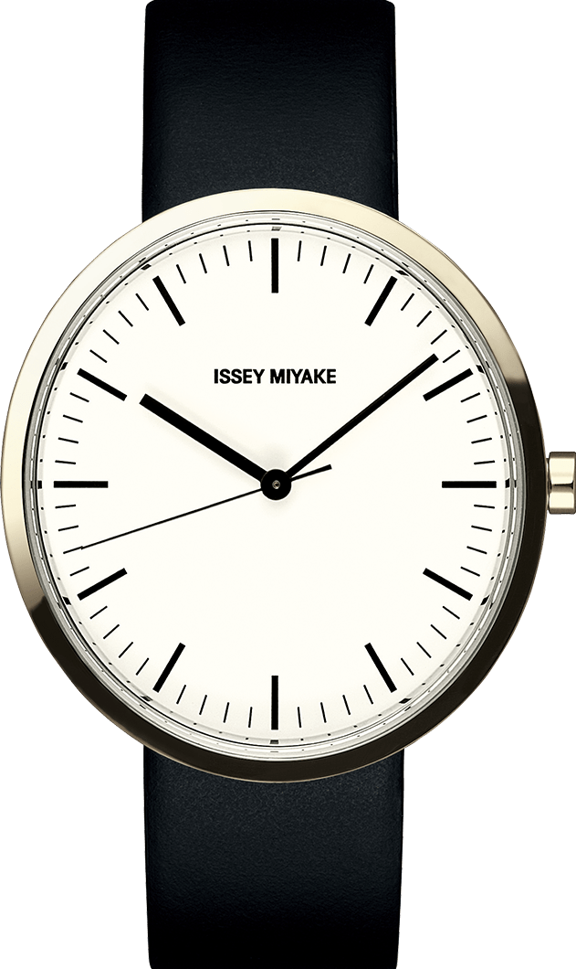 萬年鐘錶 - 三宅一生 ISSEY MIYAKE  深澤直人  Naoto Fukasawa   ELLIPSE系列  簡約白面淡金色外圈皮革男錶   NYAP703Y  / VJ21-5090K 錶徑41MM