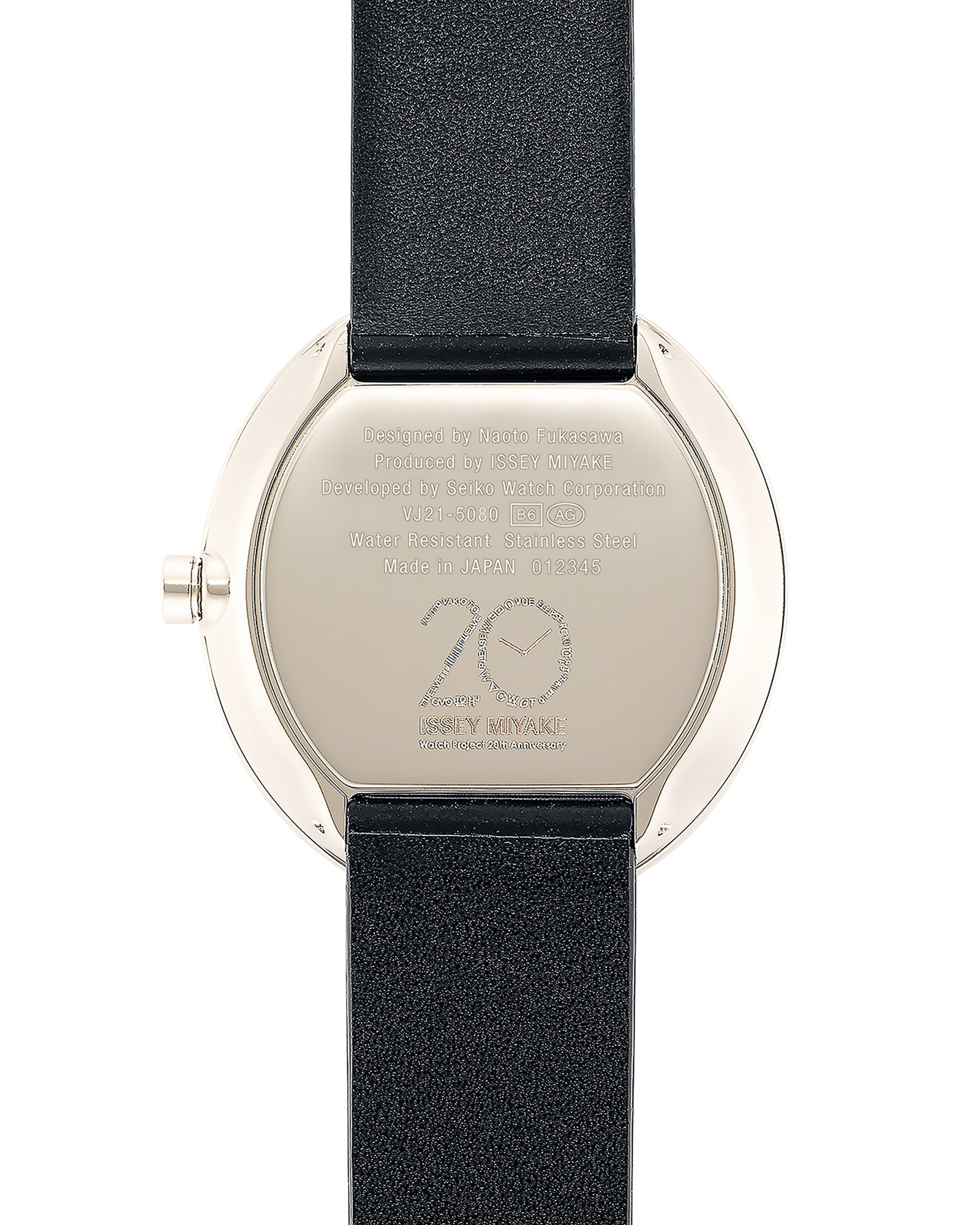 萬年鐘錶 - 三宅一生 ISSEY MIYAKE  深澤直人  Naoto Fukasawa   ELLIPSE系列  簡約白面淡金色外圈皮革男錶   NYAP703Y  / VJ21-5090K 錶徑41MM