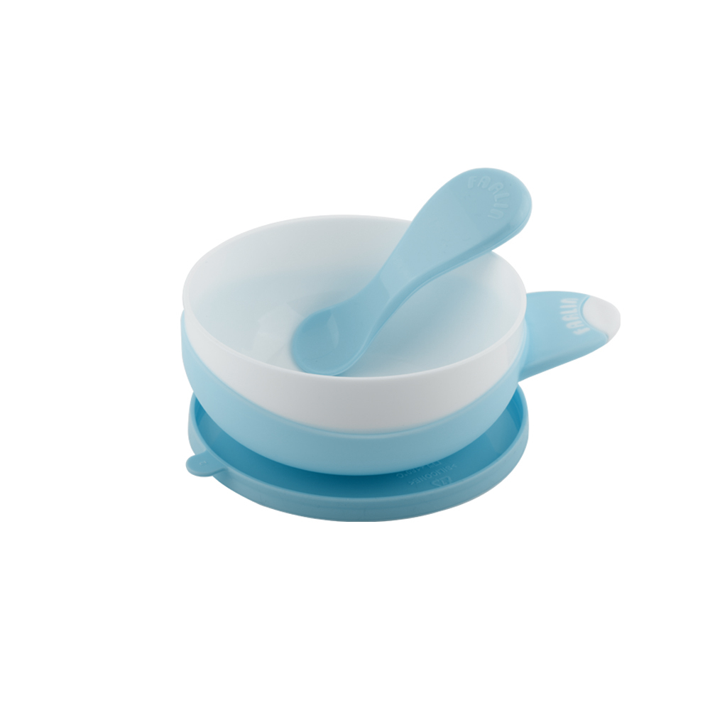【FARLIN】兒童吸盤學習碗(蹦蹦碗/附湯匙)-天空藍