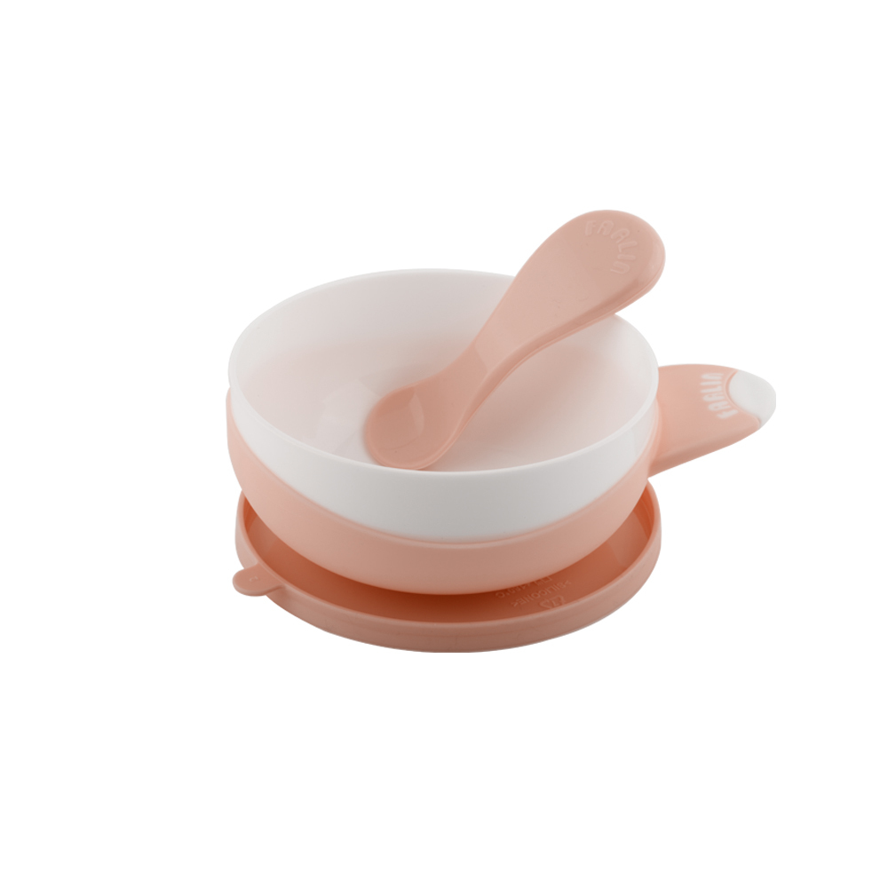 【FARLIN】兒童吸盤學習碗(蹦蹦碗/附湯匙)-嫩桃粉