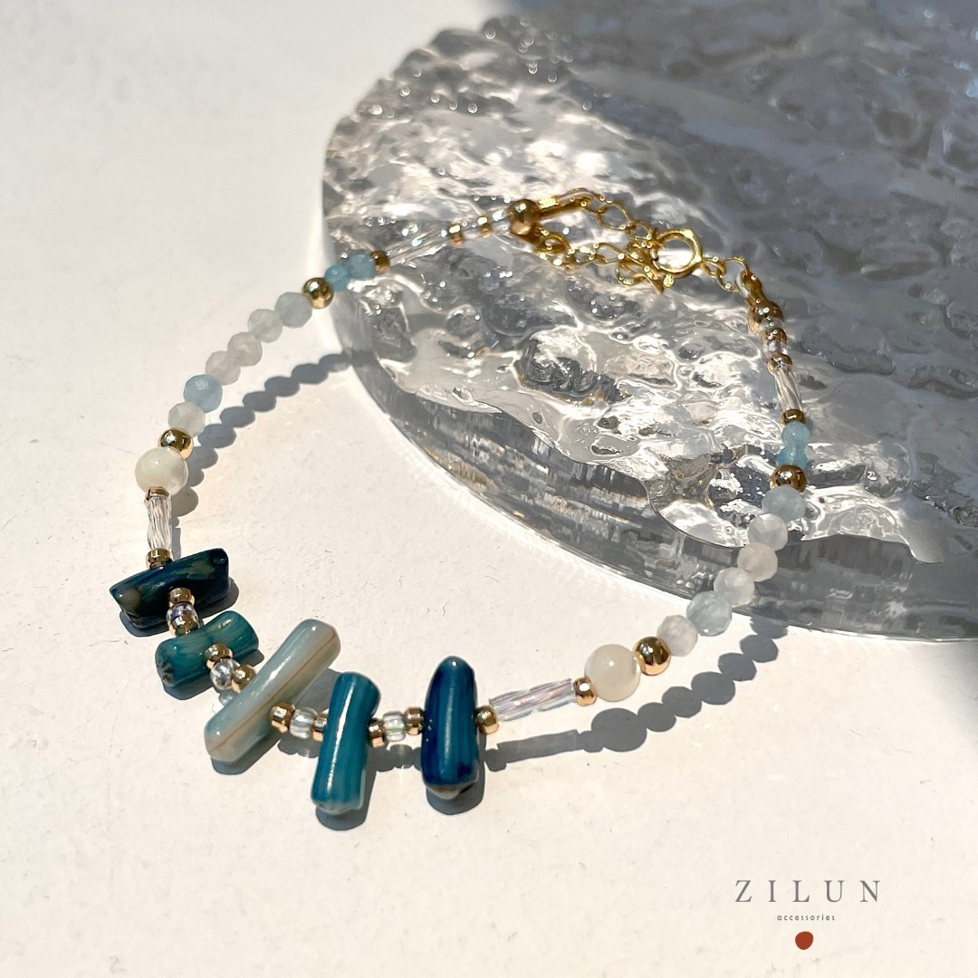 │輕奢│海藍寶物語 • 天然石 • 手鍊 • 美國14K注金 • 14kgf