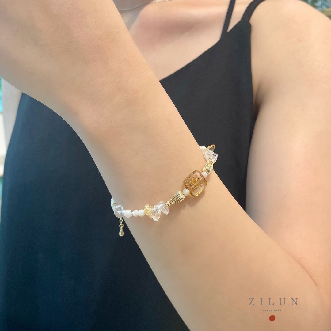 │輕奢│珍珠水晶物語 • 天然石 • 手鍊 • 美國14K注金 • 14kgf