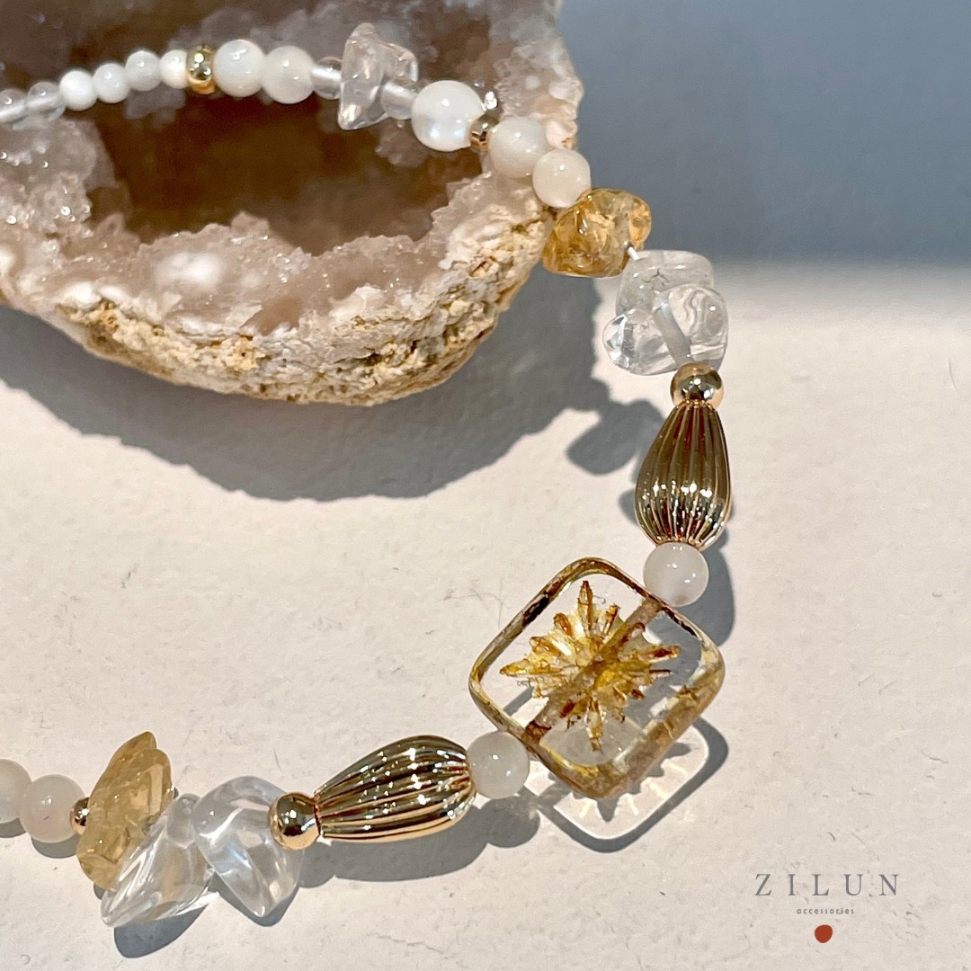 │輕奢│珍珠水晶物語 • 天然石 • 手鍊 • 美國14K注金 • 14kgf