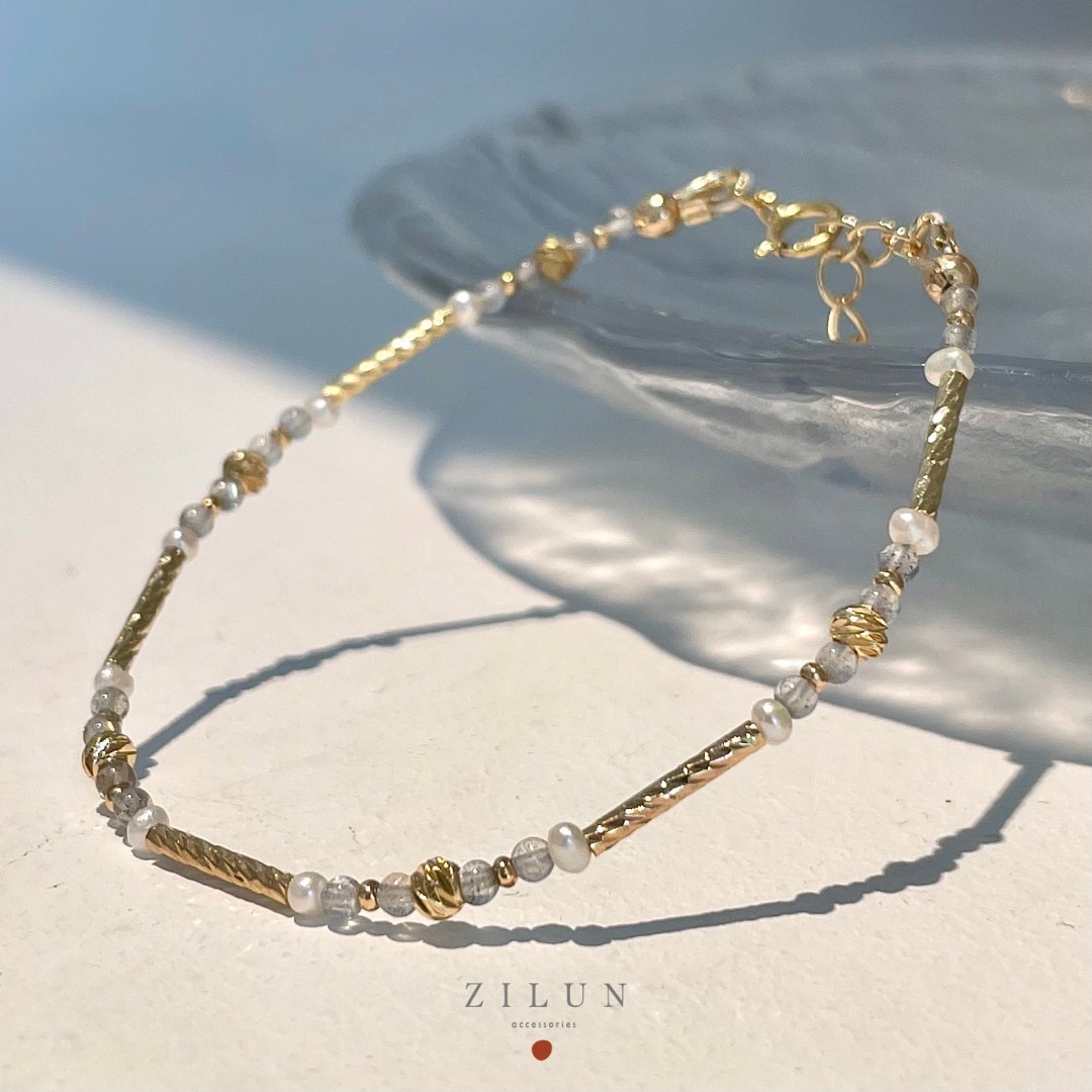 │輕奢│珍珠月光物語 • 天然石 • 手鍊 • 美國14K注金 • 14kgf