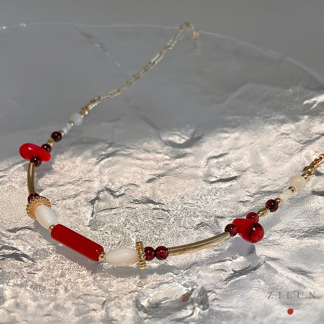 │輕奢│紅瑪瑙物語 • 天然石 • 項鍊 • 美國14K注金 • 14kgf