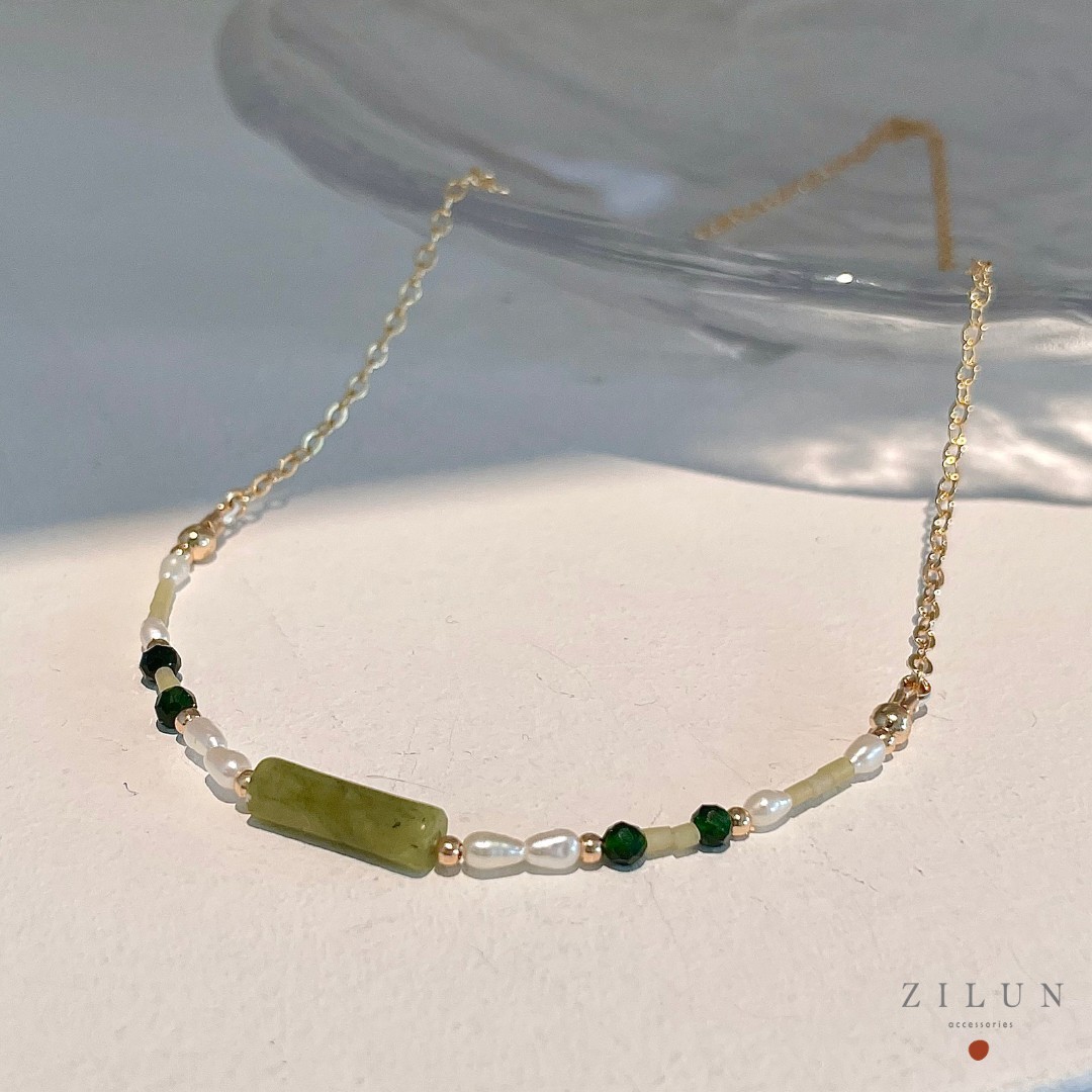 │輕奢│橄欖玉石物語 • 天然石 • 項鍊 • 美國14K注金 • 14kgf