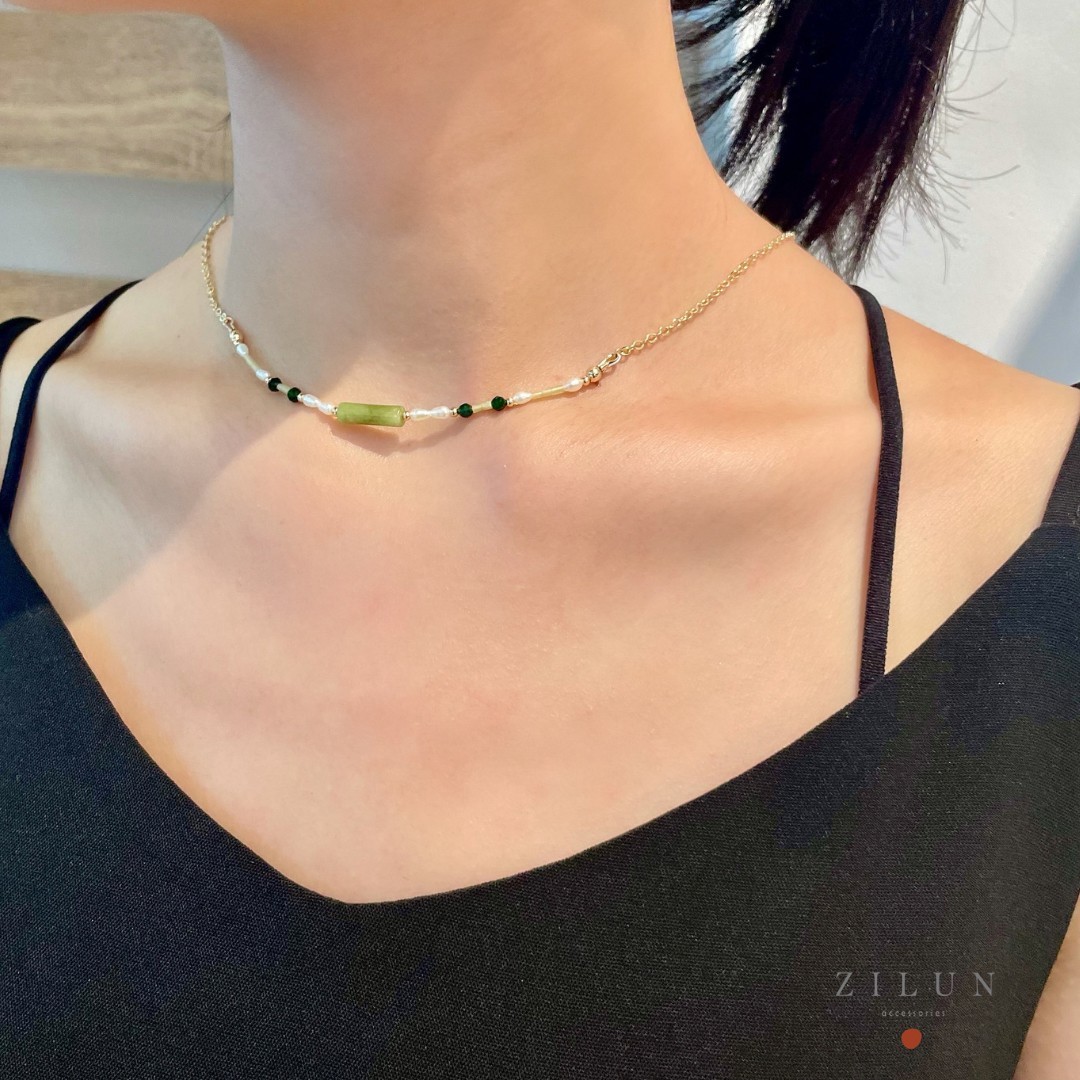 │輕奢│橄欖玉石物語 • 天然石 • 項鍊 • 美國14K注金 • 14kgf