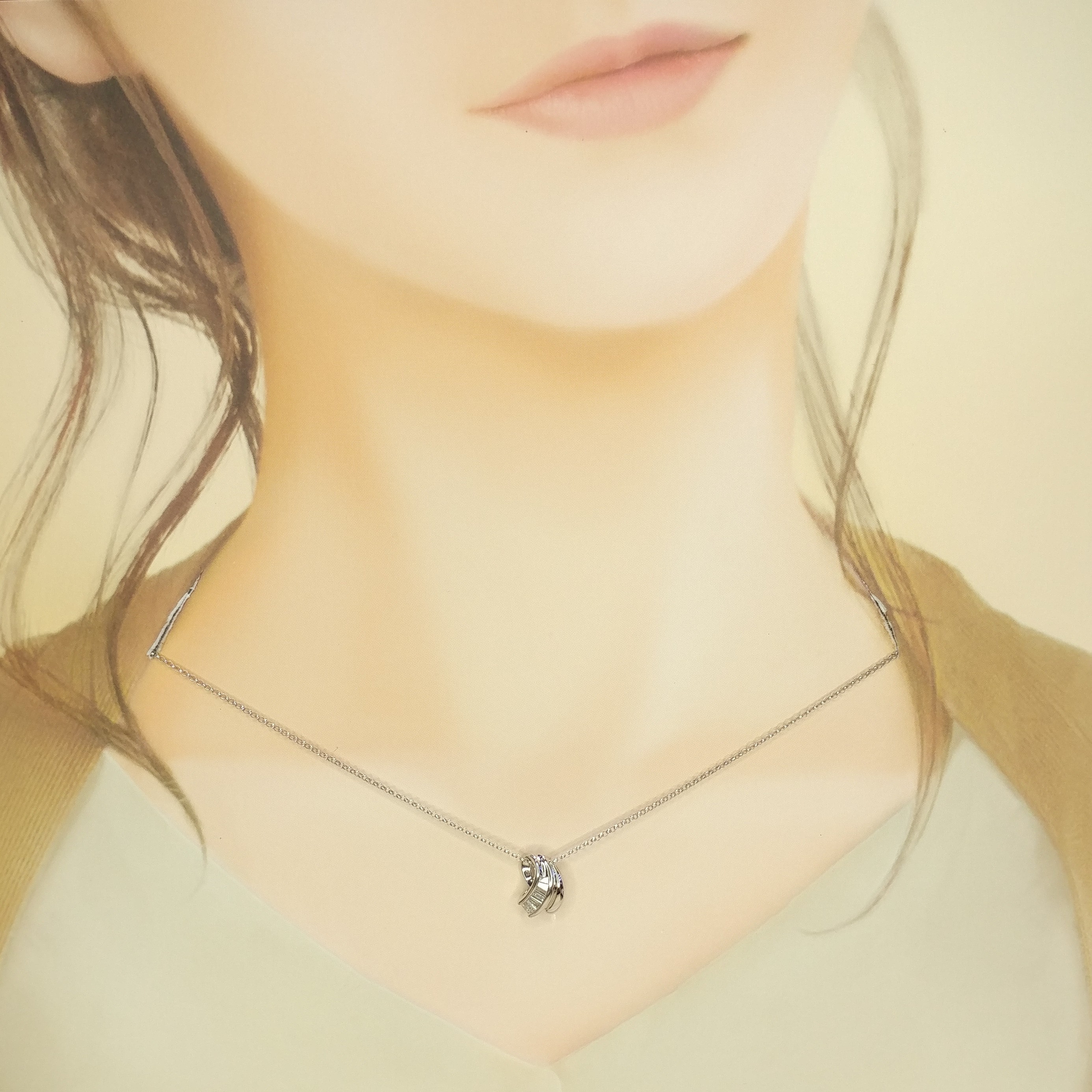 全新18K白金38份鑽石吊墜